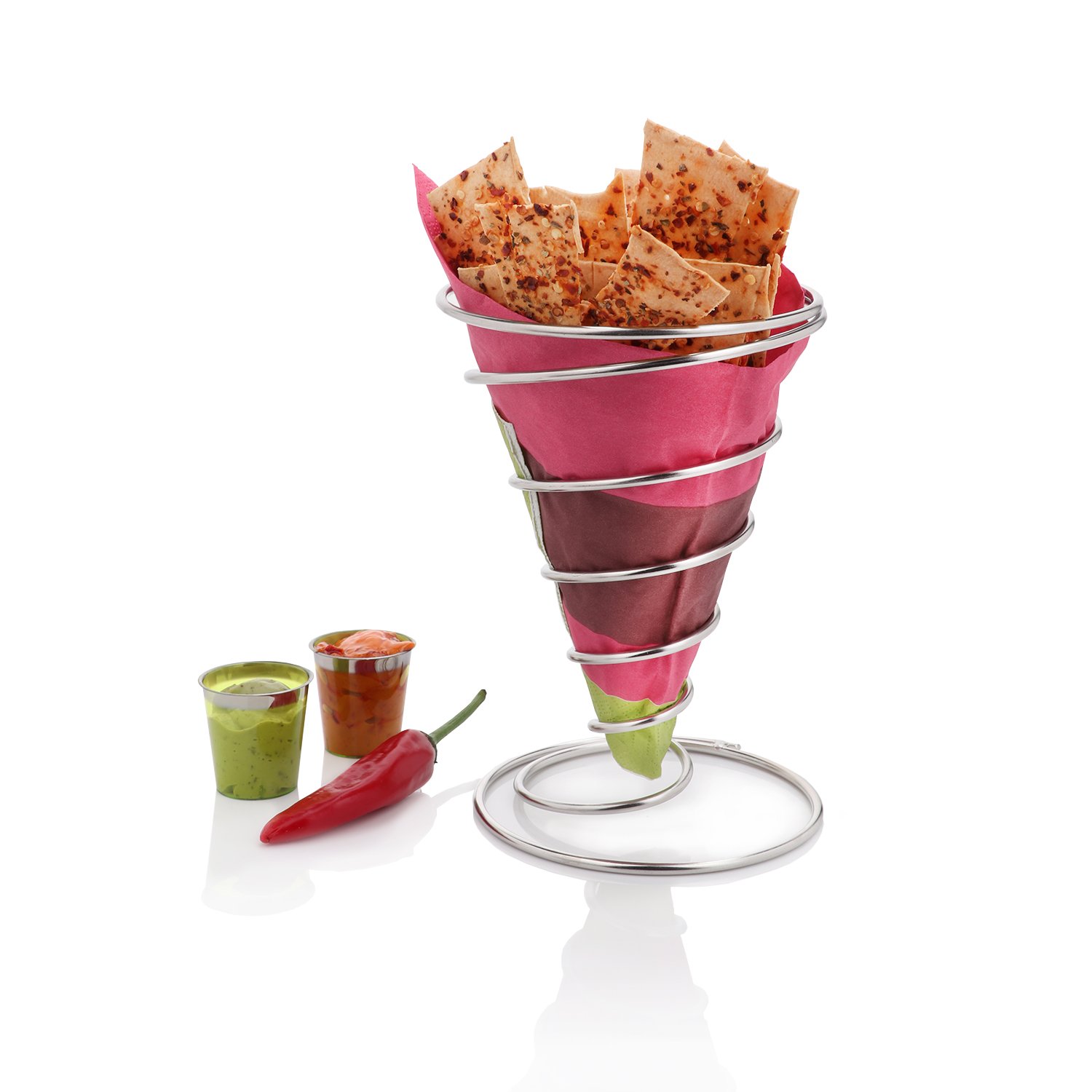 Urban Snackers Stainless Steel Cone Chip Basket, 13 Cm, Silver