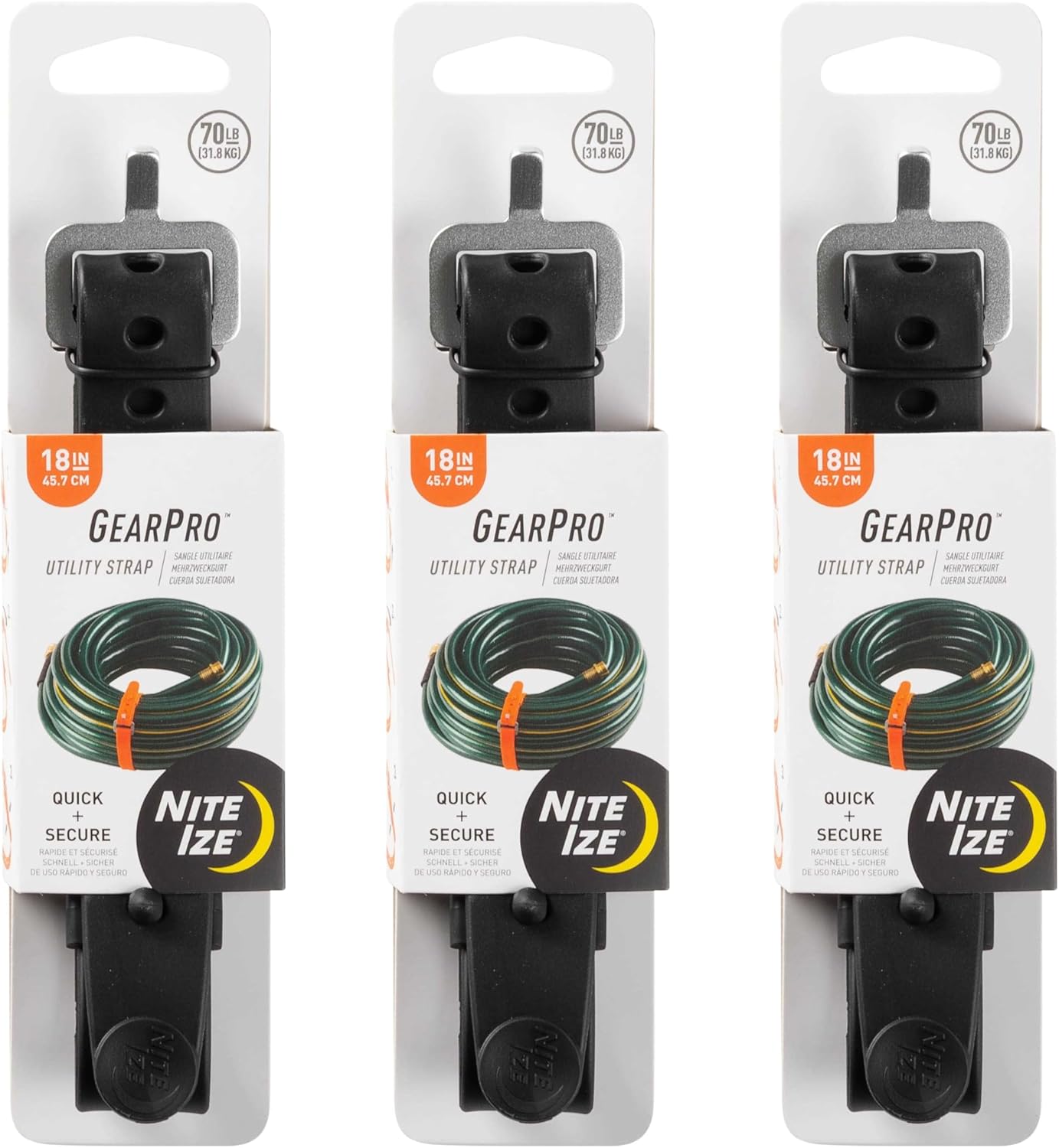 Nite Ize GearPro Utility Strap 18 Inch - Black - 3 Count (3 Pack)