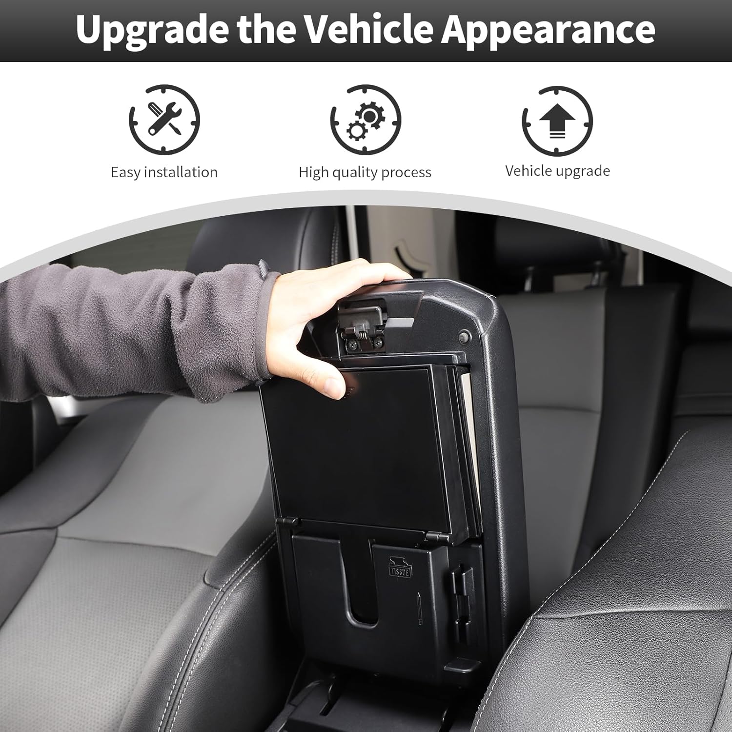 CheroCar One-Touch Hidden Storage Box Center Console Hidden Compartment Armrest Organizer for Toyota 4Runner 2010-2026 Hidden Armrest Storage Tray Interior Organizer for 4RunnerAccessories