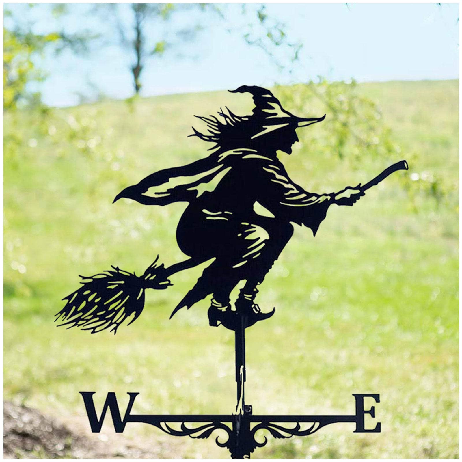 WIQUYBML Wind Vane Witch, Roof Weather Vane, Black Witch Garden Decor Outside, for Yard, Home Patio Outdoor Decoration