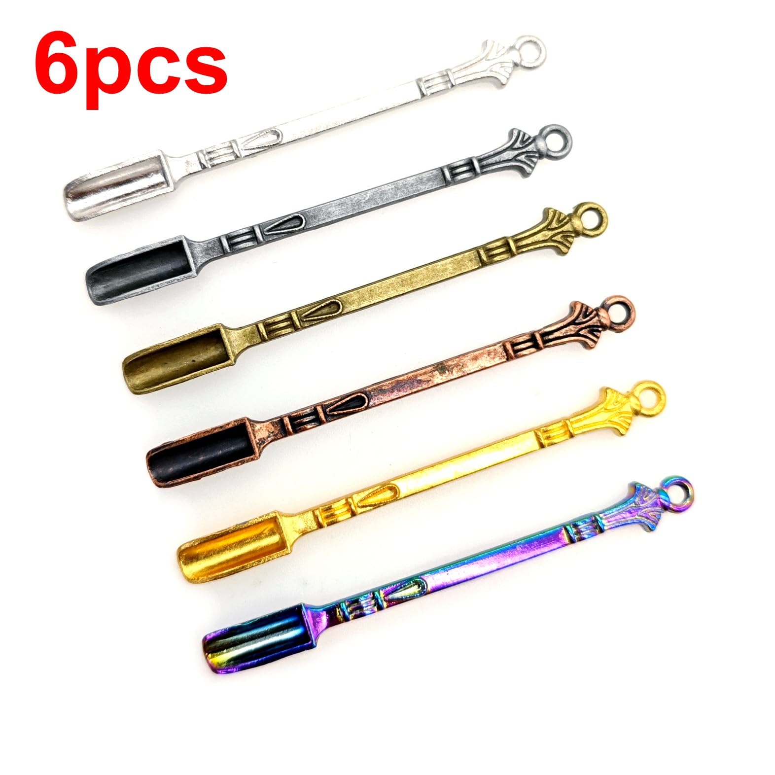 8 Pz Metallo Piccolo Cucchiaio Da Fiuto Micro Scoop Medicina Polvere Cucchiaio Collana Pendenti