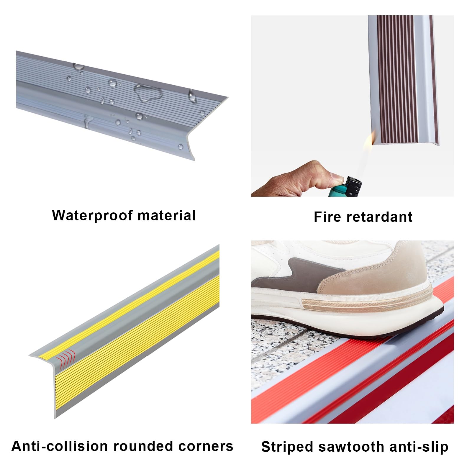 Borde de Escalera, Tira de Transición Antideslizante para Escalones, Tira de Protección de Borde de Seguridad Autoadhesiva de PVC en Forma de L, para Exteriores e Interiores, Hogar y Oficina(Yellow,10
