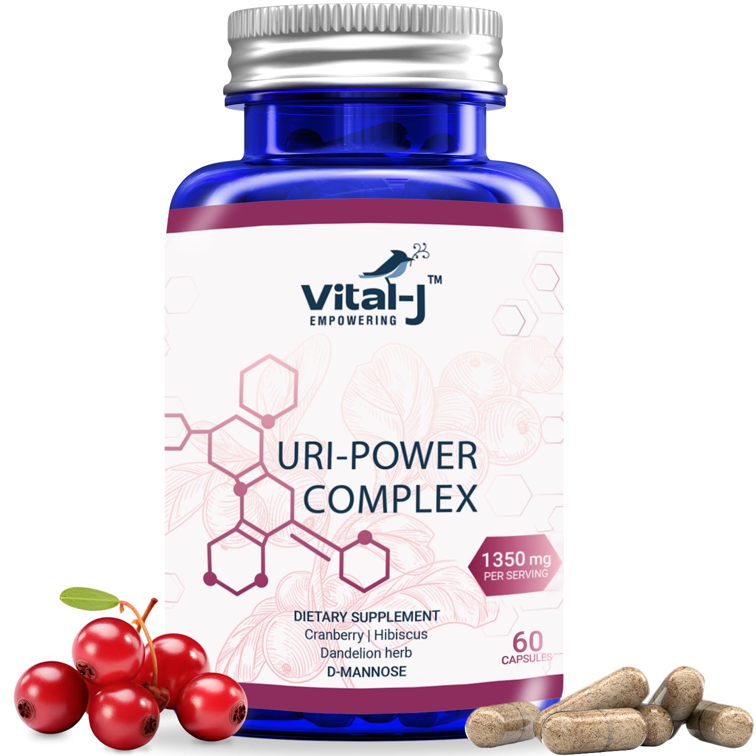 4-IN-1 URI POWER COMPLEX 1350mg - D Mannose, Cranberry, Hibiscus, and Dandelion Herb - Naturally Cleanse the Bladder and Urinary Tract 60 capsules – Specialized Approach for UTI Avoidance