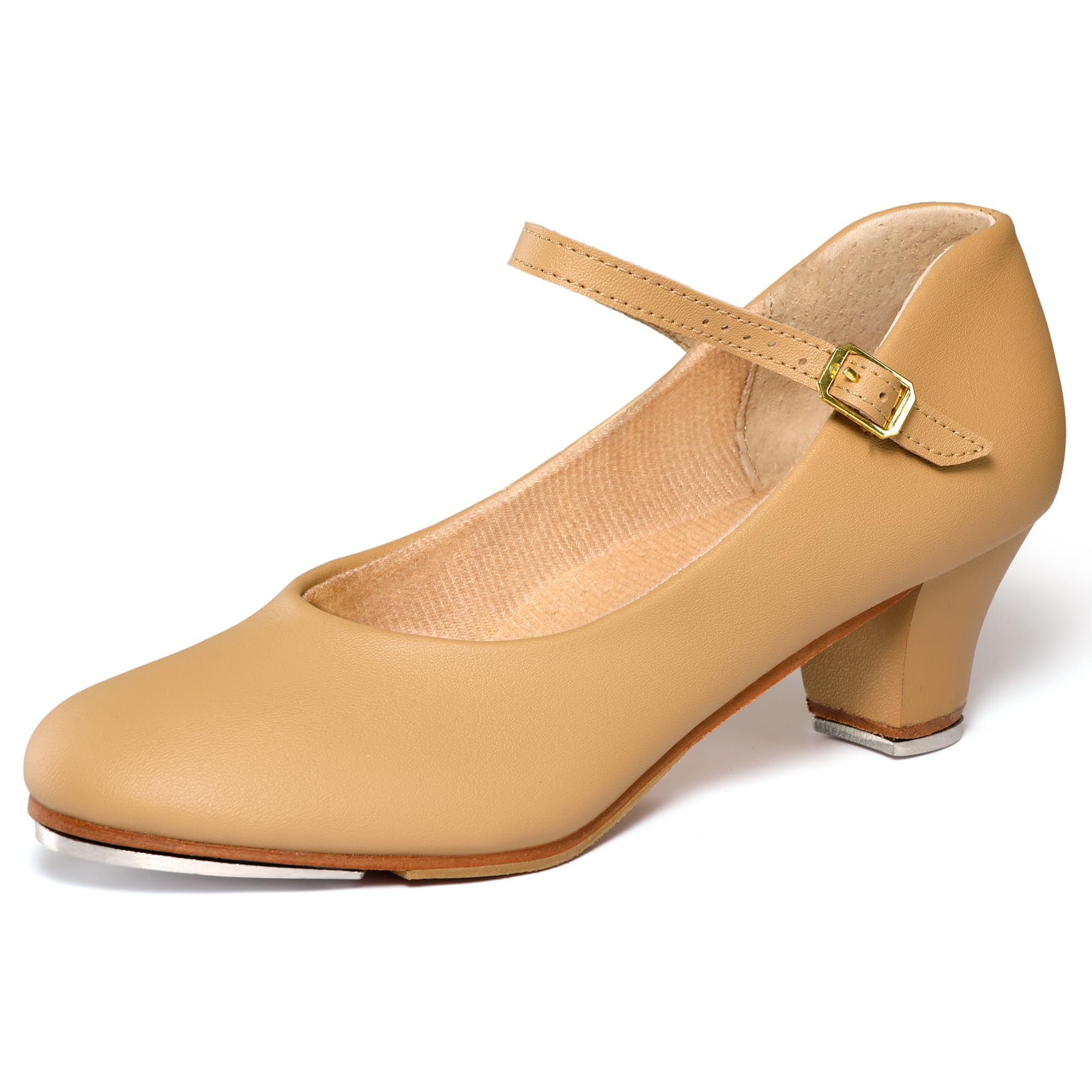 Linodes PU Leather Ankle Strap Character Tap Shoe 1.55'' Dance Shoes for Women