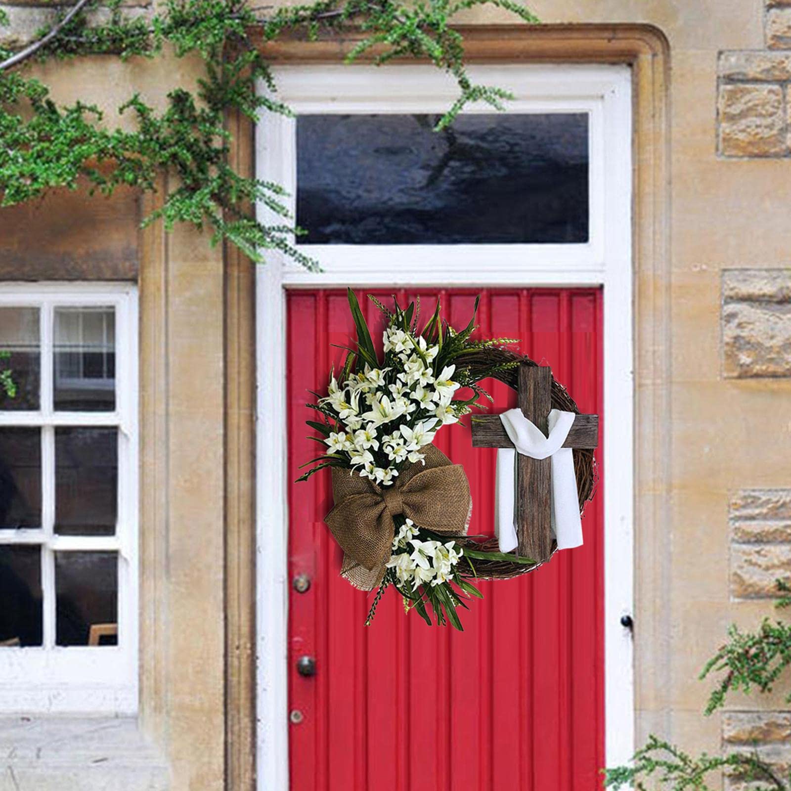 Ghirlanda pasquale per porta d'ingresso – Ghirlanda primaverile di muschio con uova e farfalle – Decorazione rustica in stile fattoria - Italia