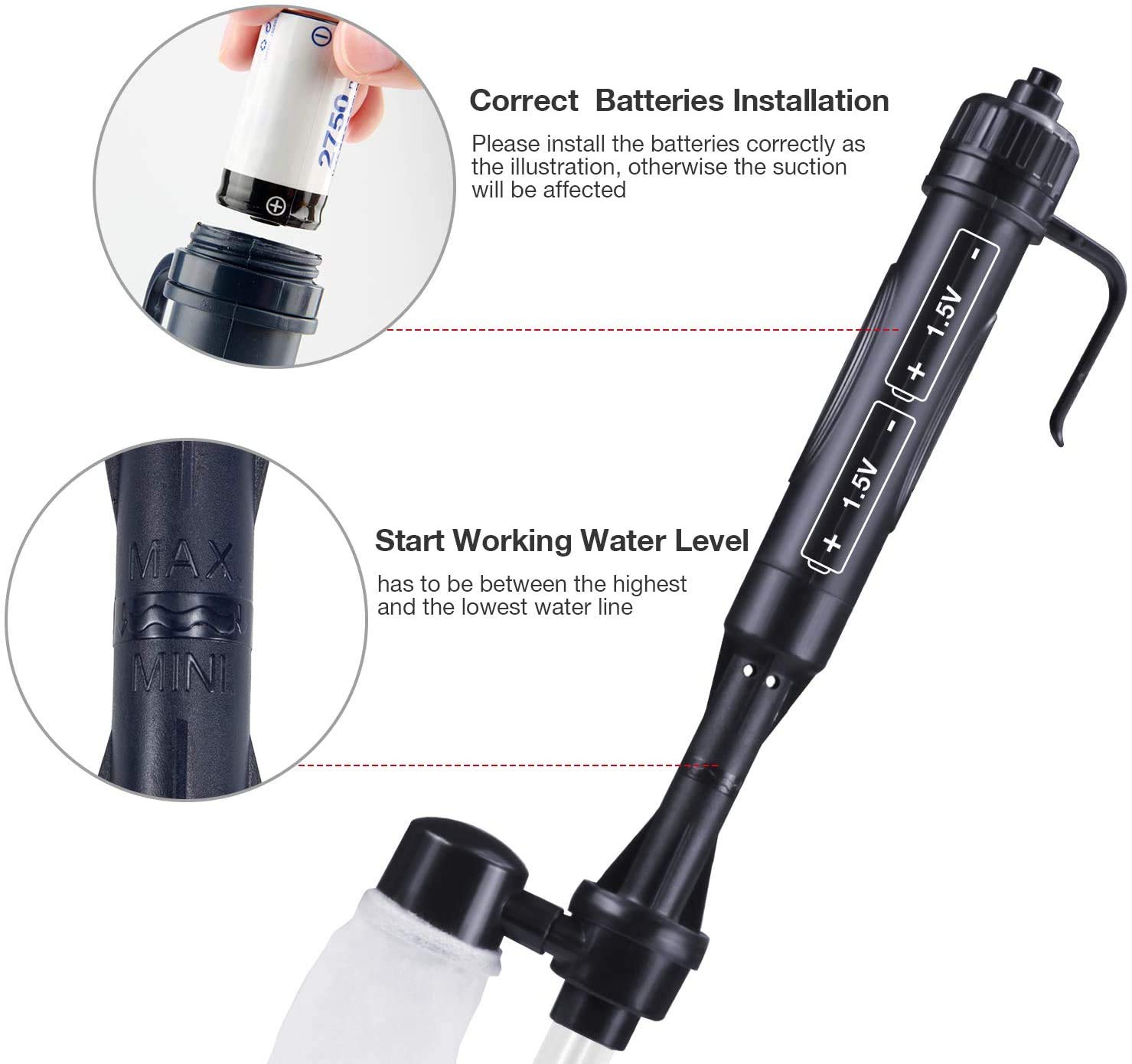 DollaTek Cambiador de Agua automático para peceras, Lavadora de Arena eléctrica, Bomba de Limpieza por succión, Suministros para acuarios