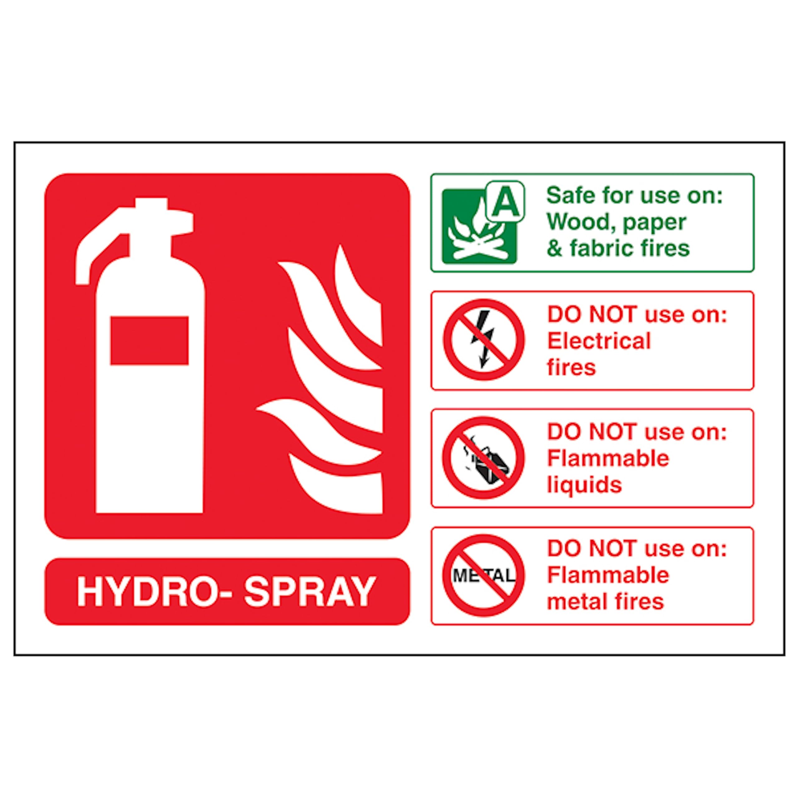 V Safety Hydro-Spray Fire Extinguisher - Landscape 200 x 150 mm - 3mm Aluminium Composite Safety Sign