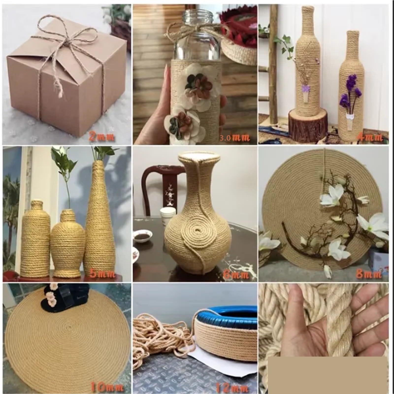 50 m Jute-Seil, Kordel, Schnur, Band, Basteln, DIY, Hochzeit, Jute-Schnur, Faden, handgefertigt, Nähen, Party, Weihnachten, Heimdekoration Für Camping Garten