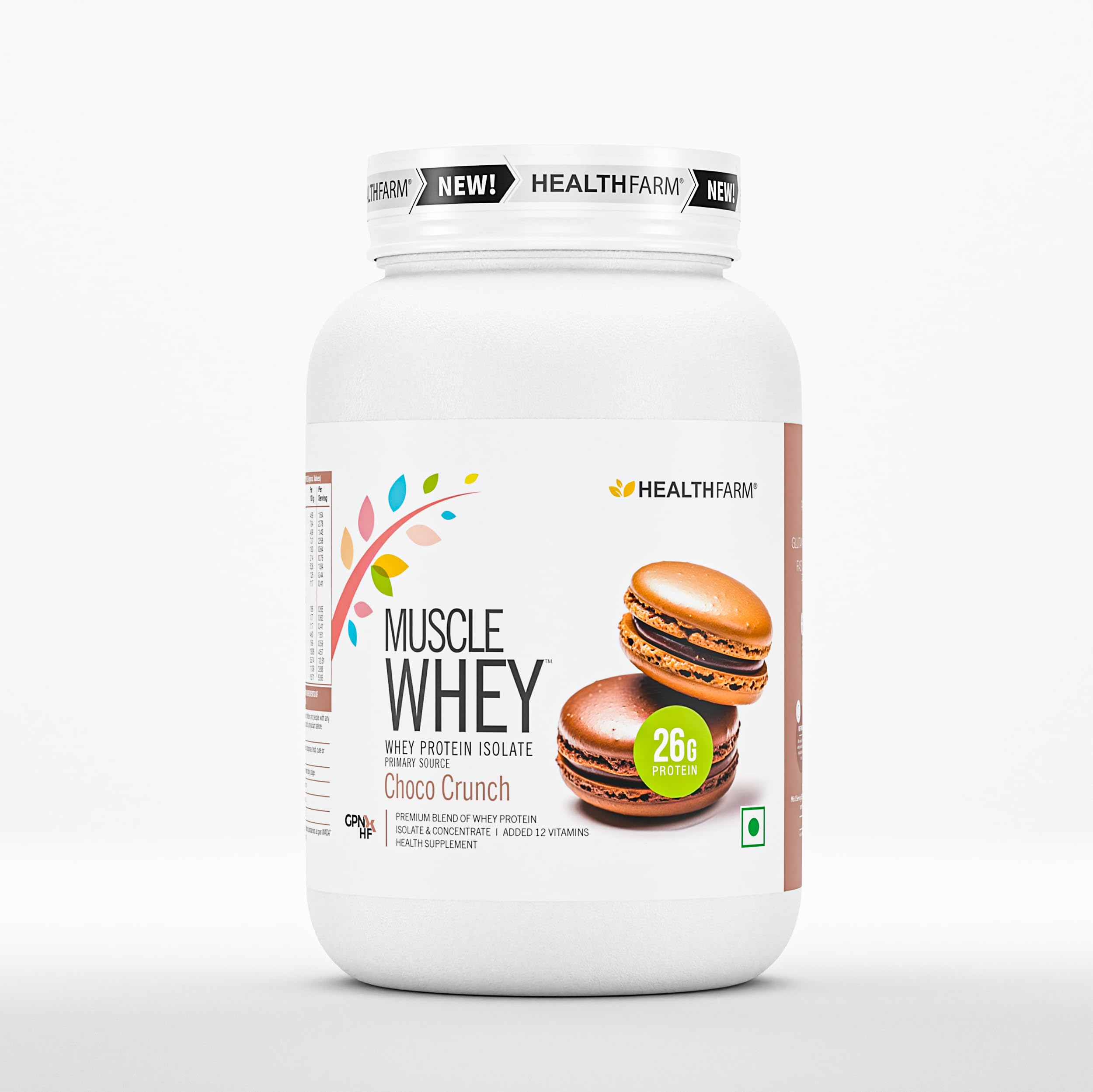 Healthfarm Muscle Whey Protein, Lab Tested for Purity (Choco Crunch, 1kg)