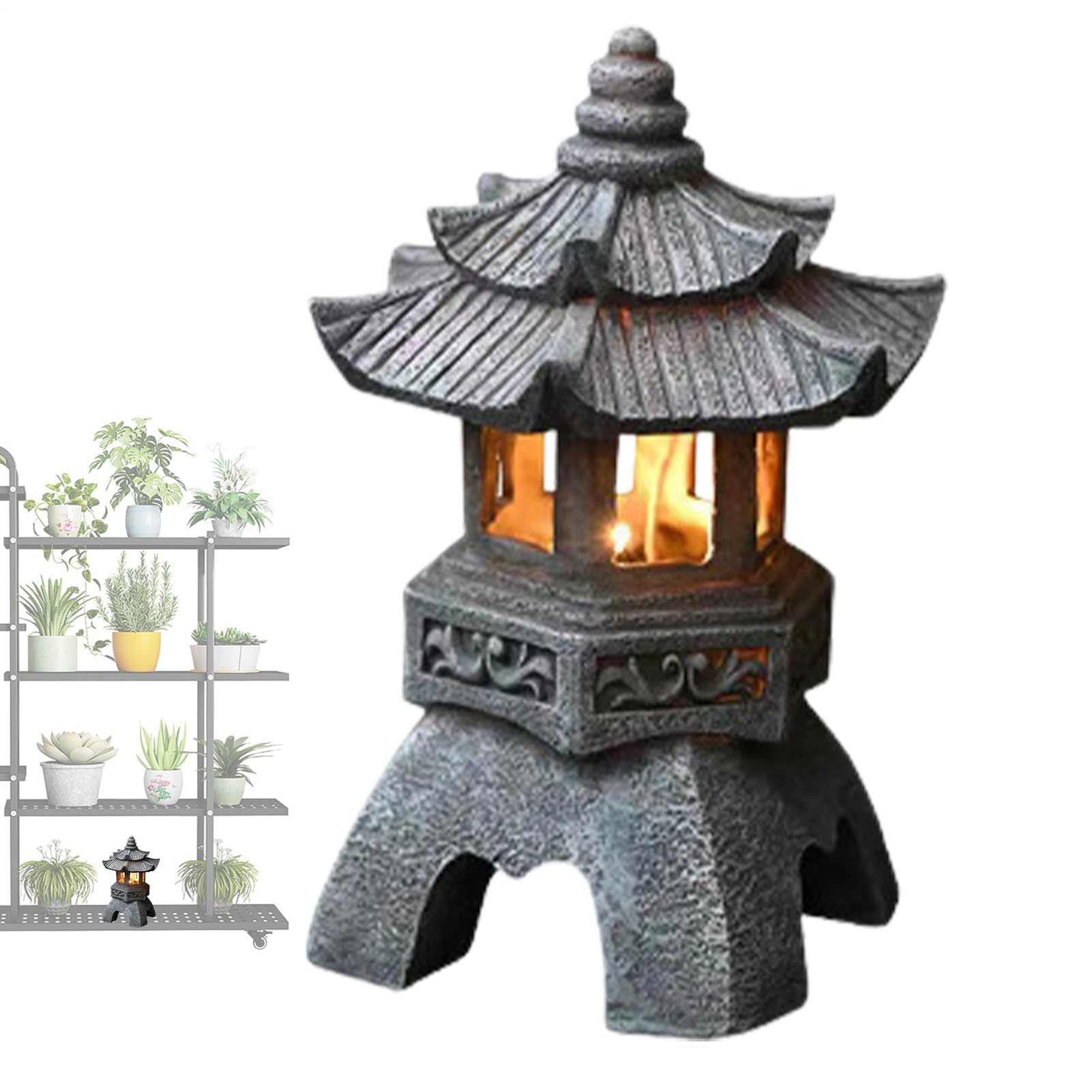 Linterna de Pagoda Estatua Jardín Pagoda Japonesa Piedra Linterna Japonesa Jardín Al Aire Libre Lámparas Solares Decorativas Para Decoraciones Patio