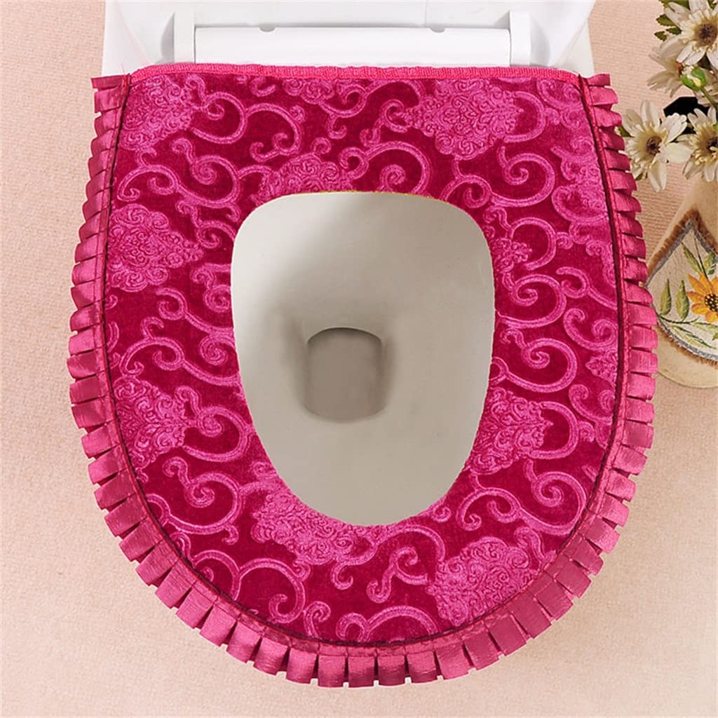 Mzpxqmsyk Women's Red Toilet Seat Cushion, Toilet Seat Cushion Cover Warm Washable Multicolor(Red)