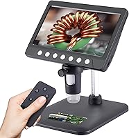 Vista 11 de Koolertron Microscopio digital de 12 MP de 7 pulgadas, aumento de 1200X, cámara USB 1080P, tarjeta TF de 32 GB, vista de PC, recargable, luces LED