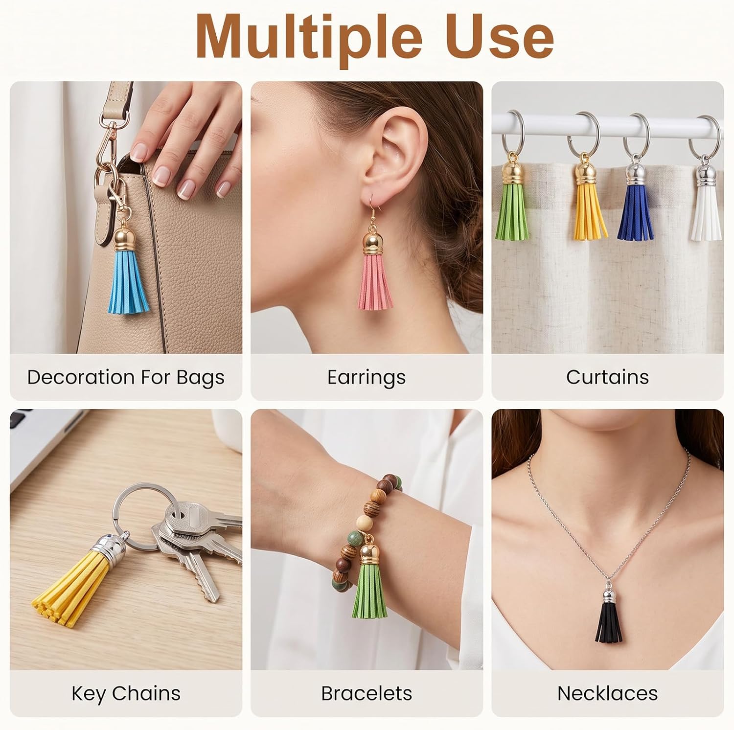 360 Pcs Multicolor Keychains Tassel Leather Keychain Tassels Bulk