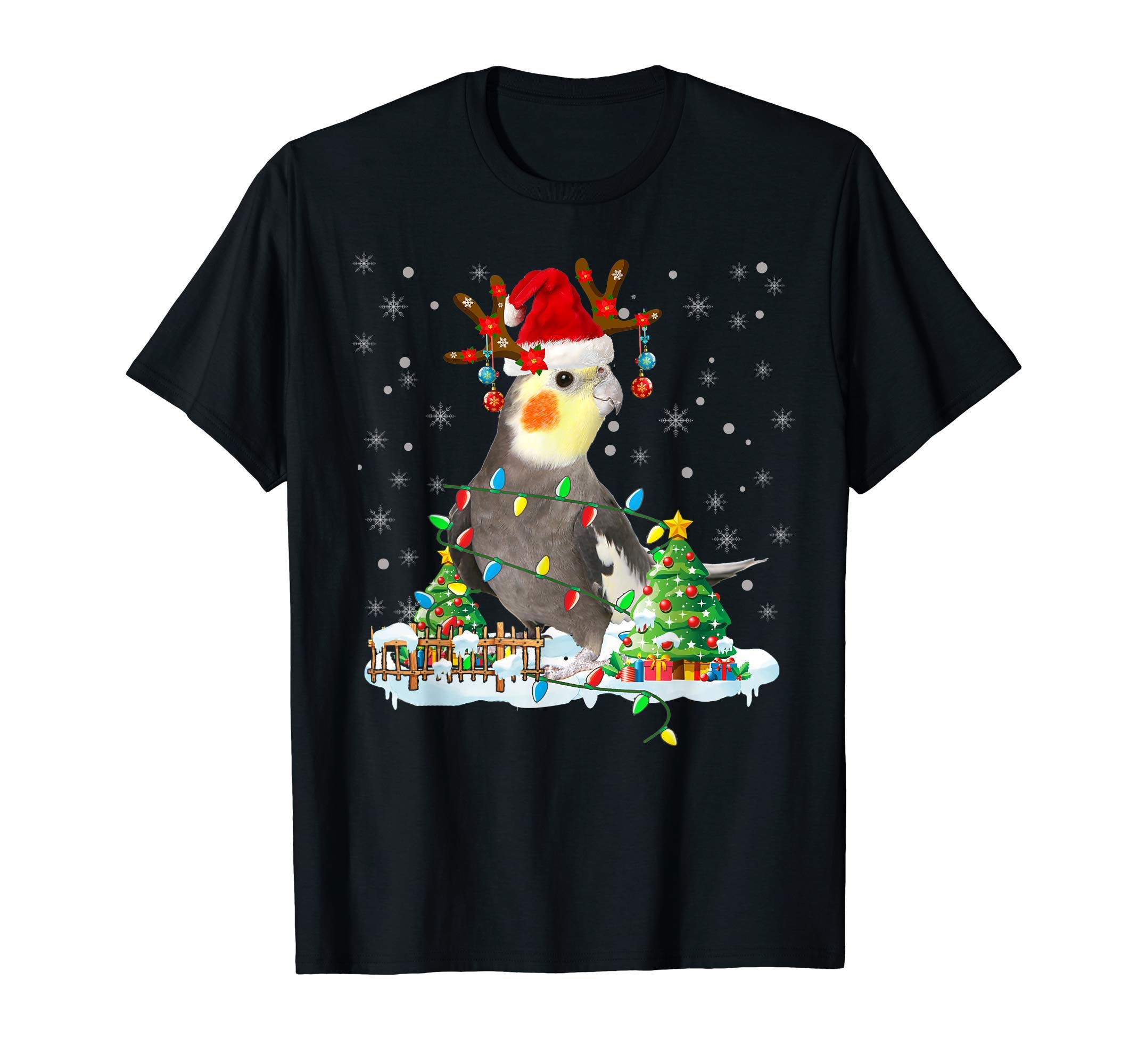 Funny Christmas Cockatiel Santa Cockatiel LoverChristmas Cockatiel Lover Santa Cockatiel Christmas Lights T-Shirt