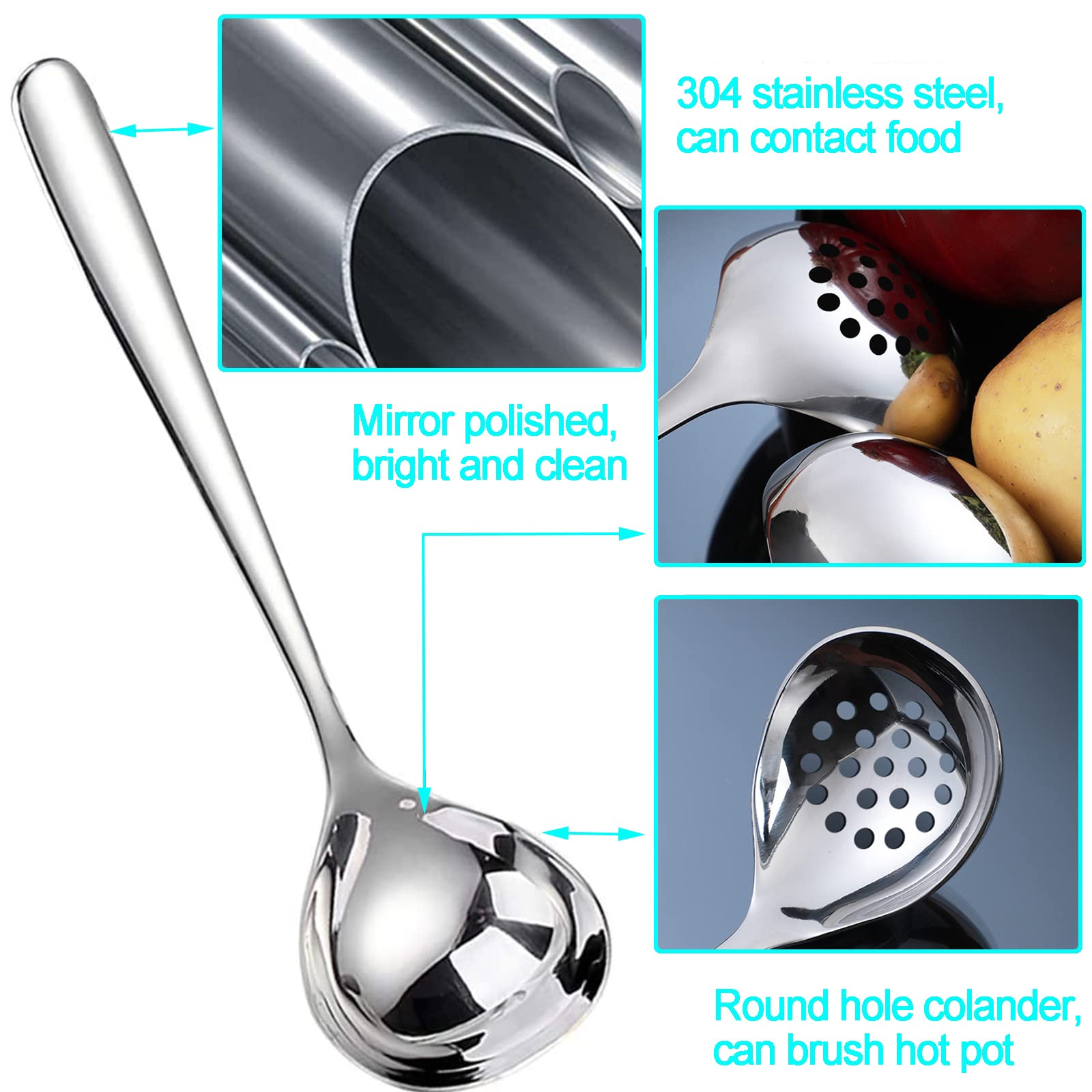 Écumoire En Acier Inoxydable Finition Satinée - Cuillère à Écumer Et Passoire Cuisine Avec Manche Long