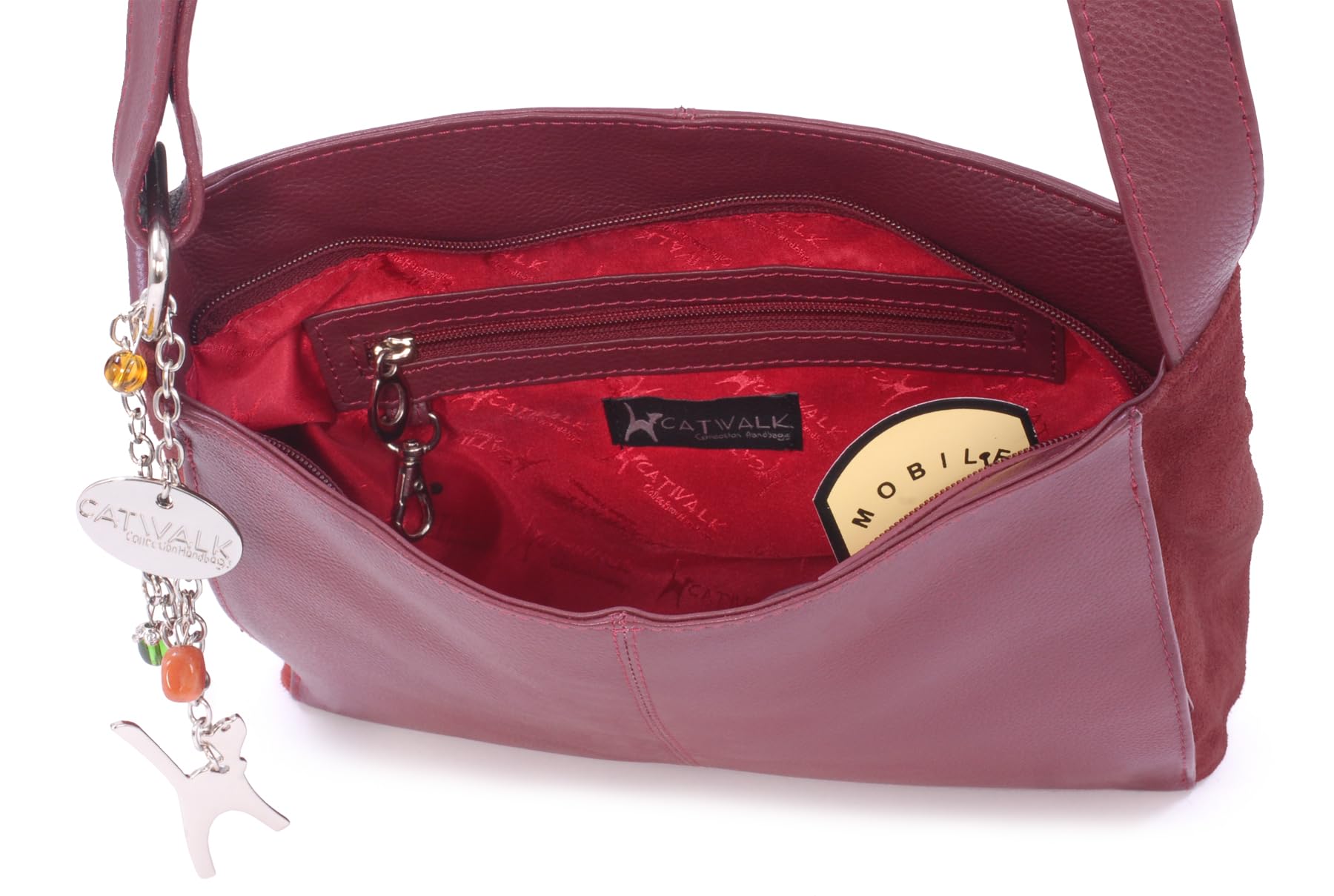 Catwalk Collection Handbags - Bandolera Mediano de Piel y Serraje - Bolso Cruzado de Mujer - Bolso de Diario Formato A5 - Charlotte
