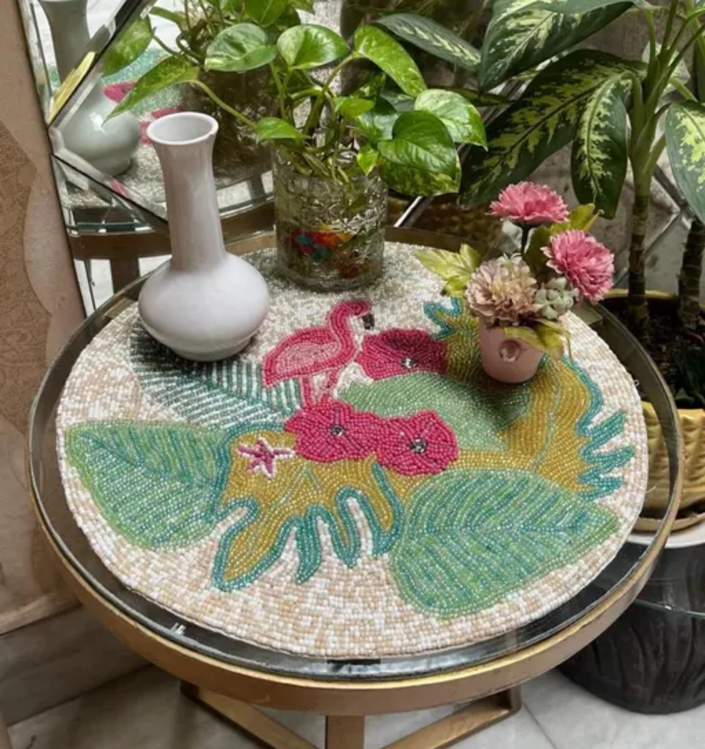 Set de table en perles fleurs roses pour sublimer vos moments
