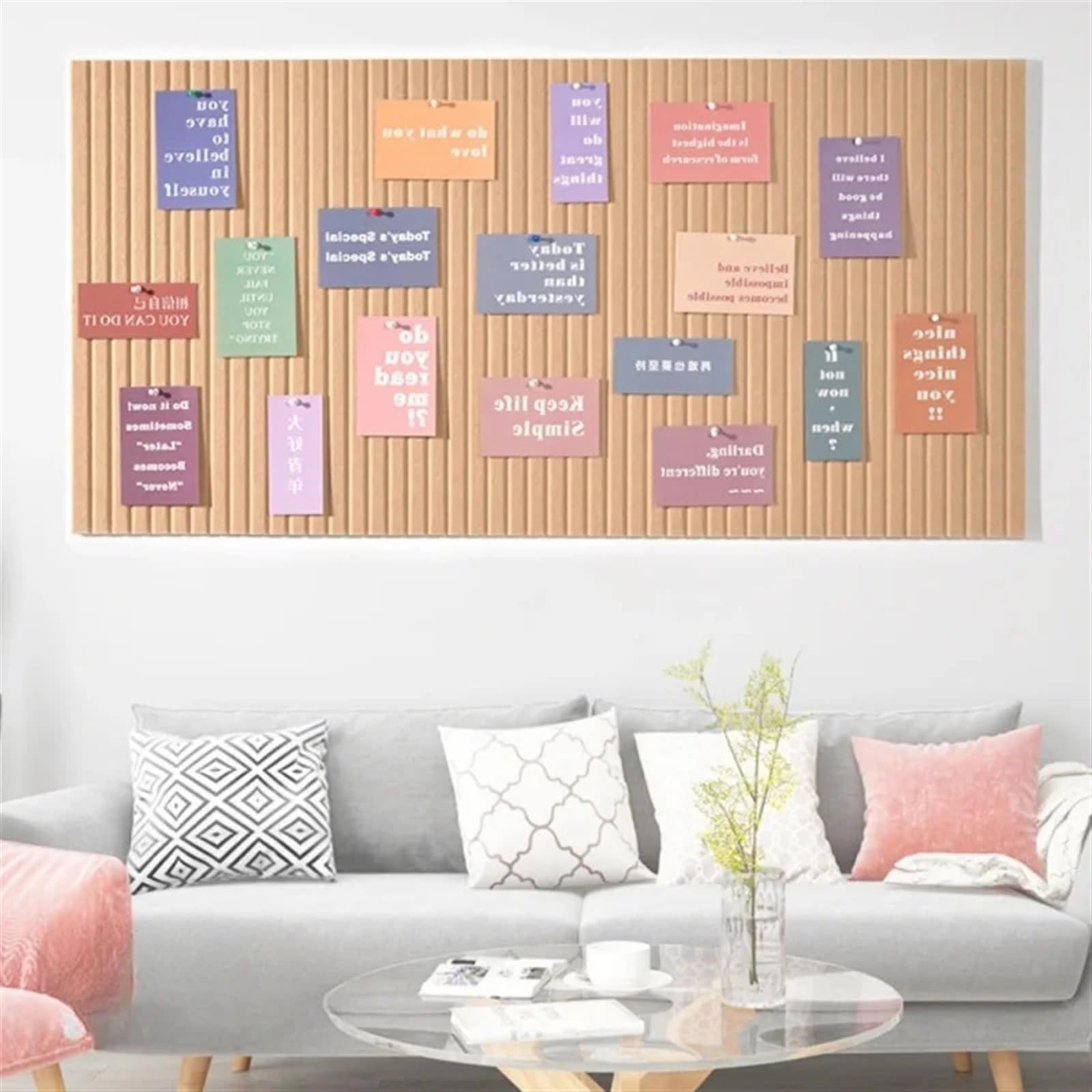 Tablon de anuncios Pegatinas de pared de fieltro for exhibir trabajos escolares, tablón de anuncios, pared de fotos de oficina, hogar, sala de estar, TV, fondo, decoración de pared(Grey,60cm*120cm)