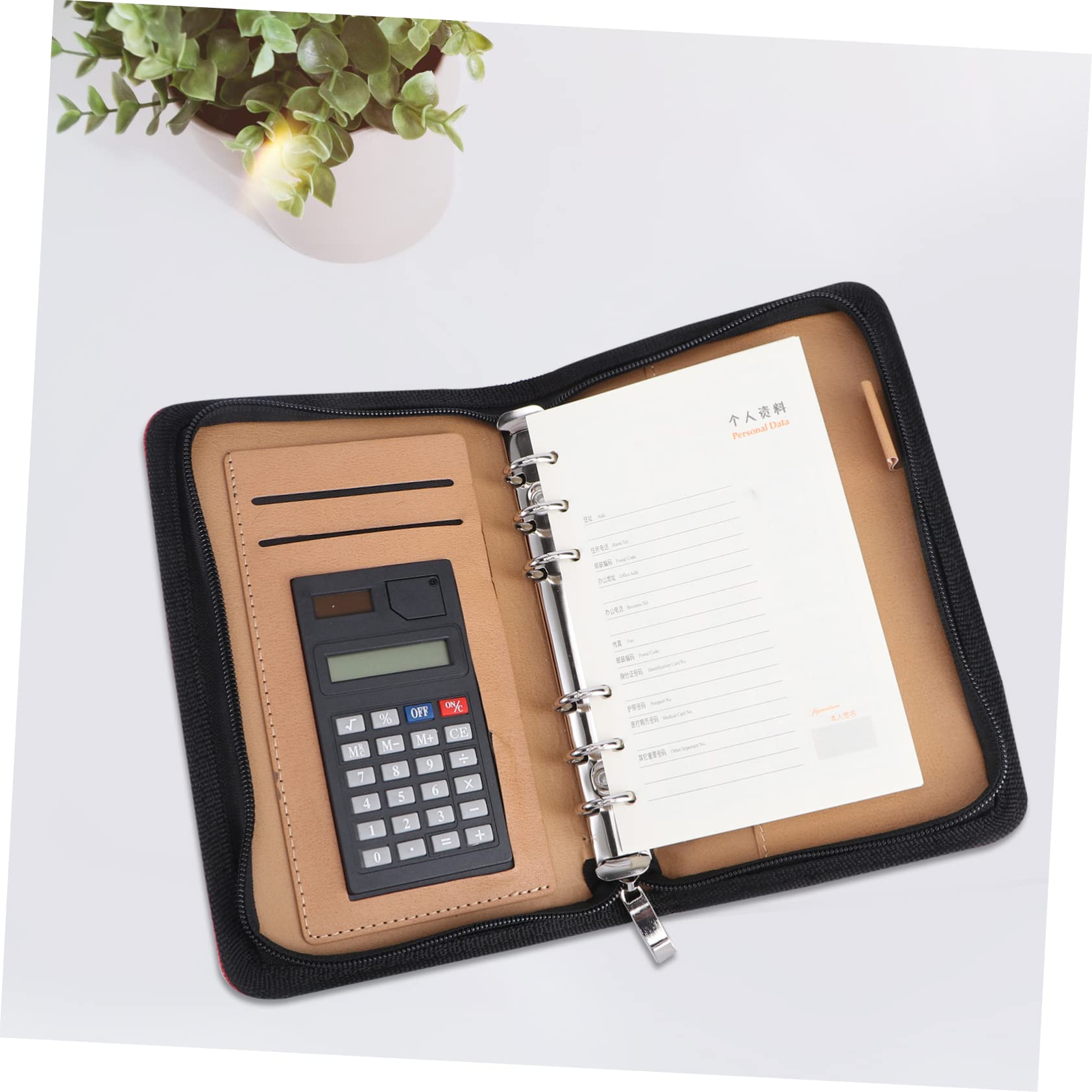 Happyyami Agenda con Copertina PU e Calcolatrice Business con Zip Organizer per Viaggi e Ufficio