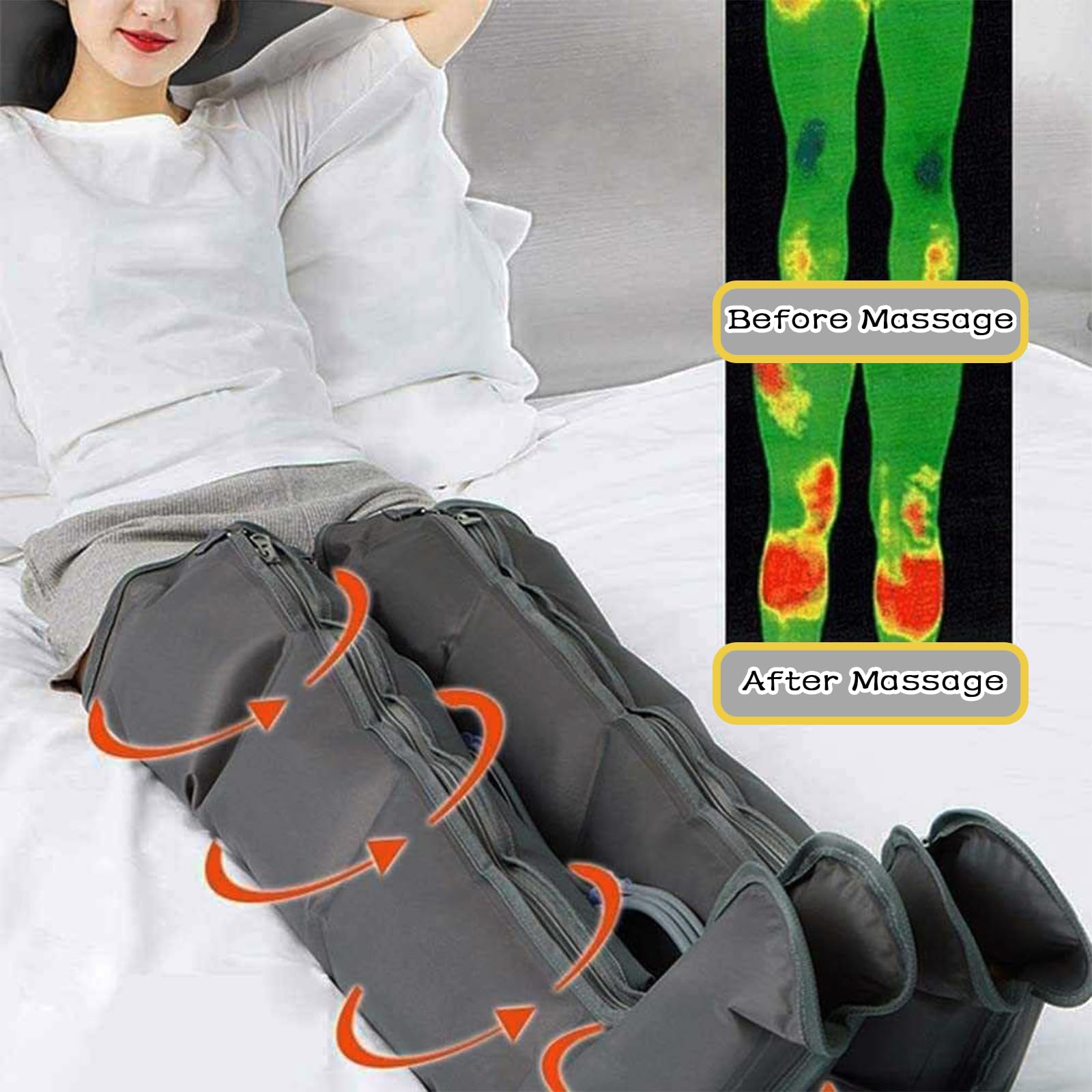 Masajeador de brazo portátil Widppsopt de 4 cámaras con compresión de aire para uso doméstico. Sistema de presoterapia eléctrica. Terapia de un solo brazo para oficinistas. Drenaje linfático