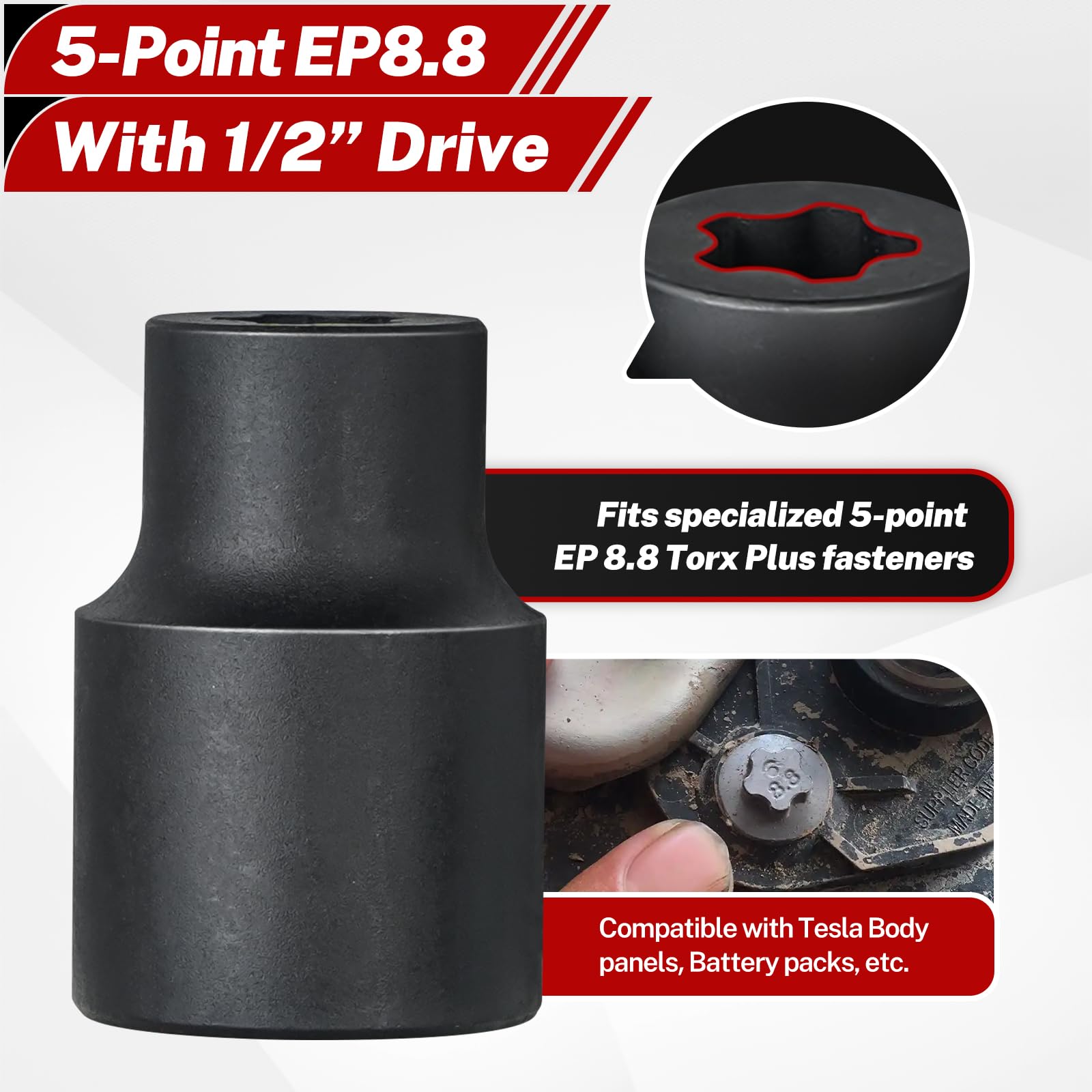 BILITOOLS Set di bussole Torx Plus esterne, 6 punti EP4-EP8, EP10-12, EP14, EP16, EP18, EP20, EP22, EP24, EP26, EP28, EP30, EP32 con 1/2 '' 3/8 '' 1/4 '' Dr, 19 pezzi presa esterna a stella per auto