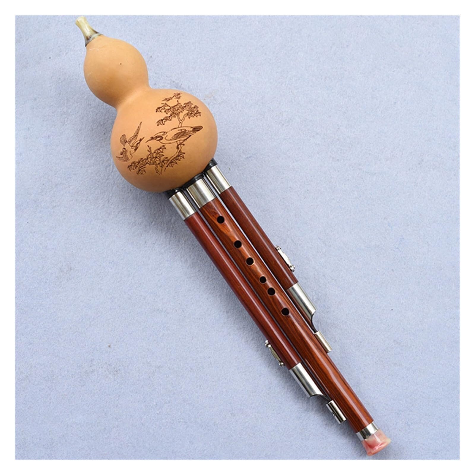 Instrumento chino Flauta Hulusi de madera Tecla C+B plana Desmontable Estudiante Principiante Tocando Flauta Instrumento con estuche Profesional Hulusi