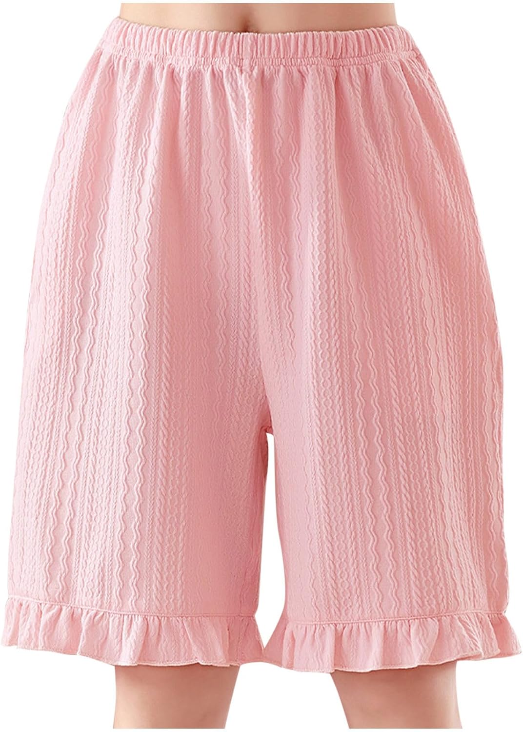 Girls High Waisted Shorts Kids Ruffle Summer Dress Shorts with Pockets Cotton Solid Color Loose Fit Summer Short