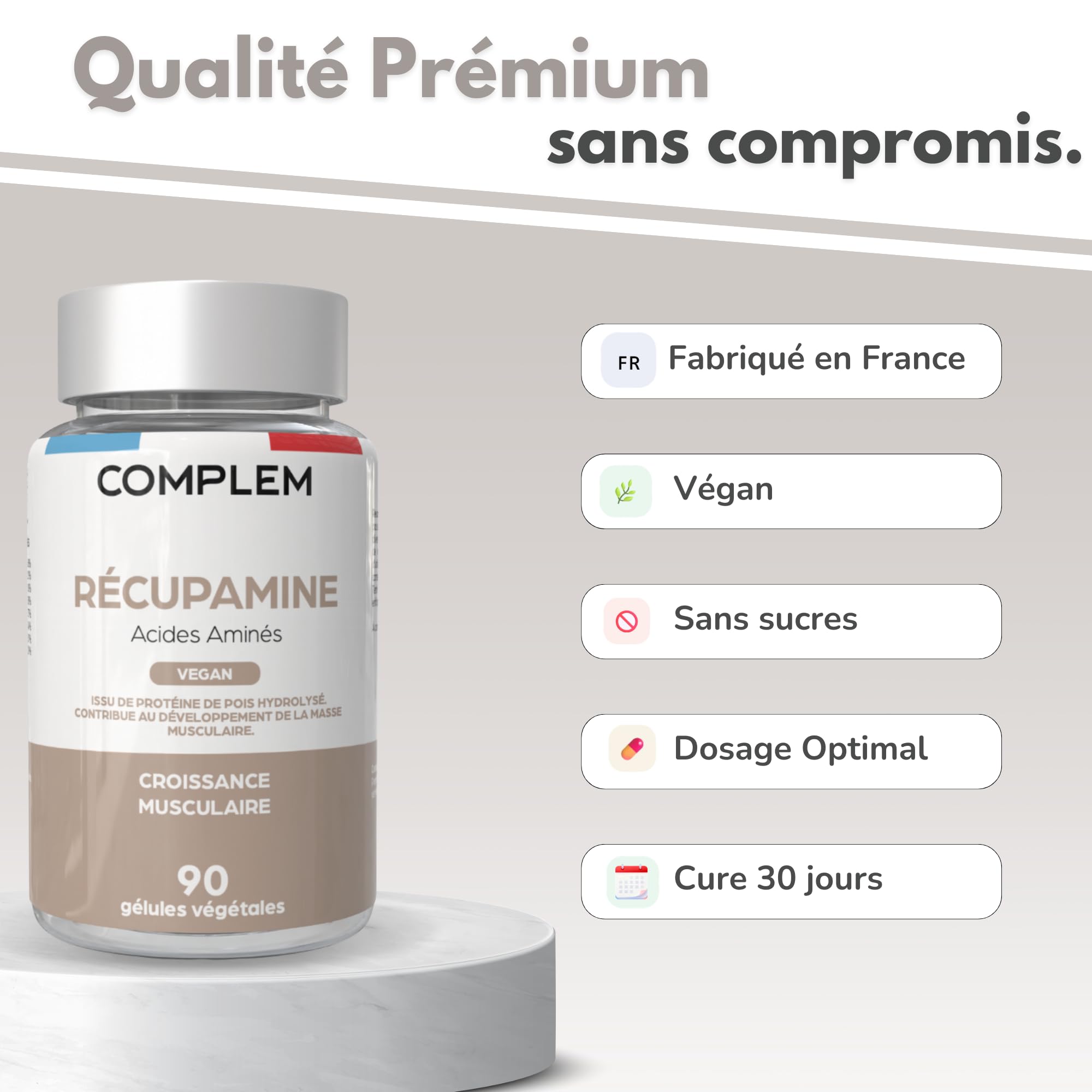 Récupamine – Complexe d’Acides Aminés & Protéines Végétales Bio – Récupération & Confort Musculaire – 90 Gélules Vegan – Complément Alimentaire