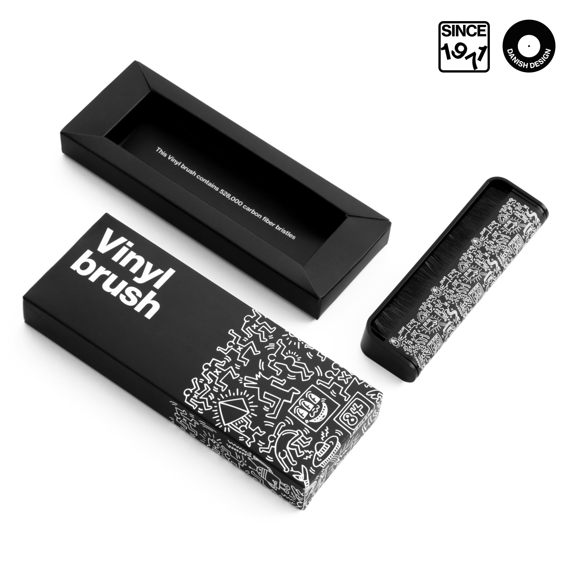 AM Carbon-Antistatik Kohlefaserbürste für Schallplatten Reinigung und Vinyl Clean Sound - Reinigungsbürste für Plattenspieler - Effektive Schallplattenbürste (Keith Haring Edition)