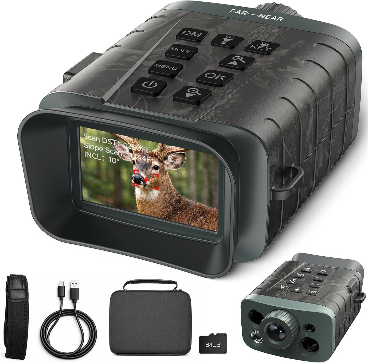 Night Vision Binoculars - Night Vision Goggles with Rangefinder, 4K Video, 48MP Photo, 1968ft Night Vision, 1200Yd Laser Range Finder, 5000mAh Rechargeable Digital Infrared Binoculars for Hunting