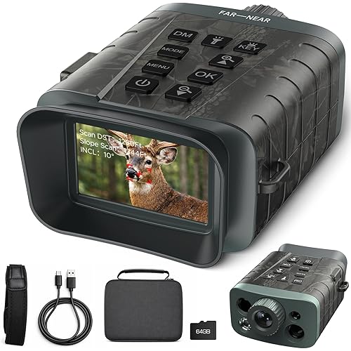 Night Vision Binoculars - Night Vision Goggles with Rangefinder, 4K Video, 48MP Photo, 1968ft Night Vision, 1200Yd Laser Range Finder, 5000mAh Rechargeable Digital Infrared Binoculars for Hunting