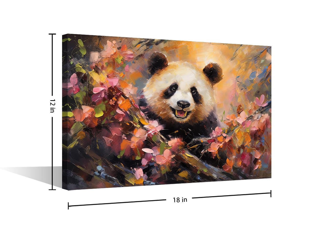 Cute Panda Bear in Flower Blossom Atmosphere Wall Art Animal Wallpaper Prints on Canvas Wall Paintings for Living Room Children Room Bedroom Decor Framed 18"x12" - Image 2