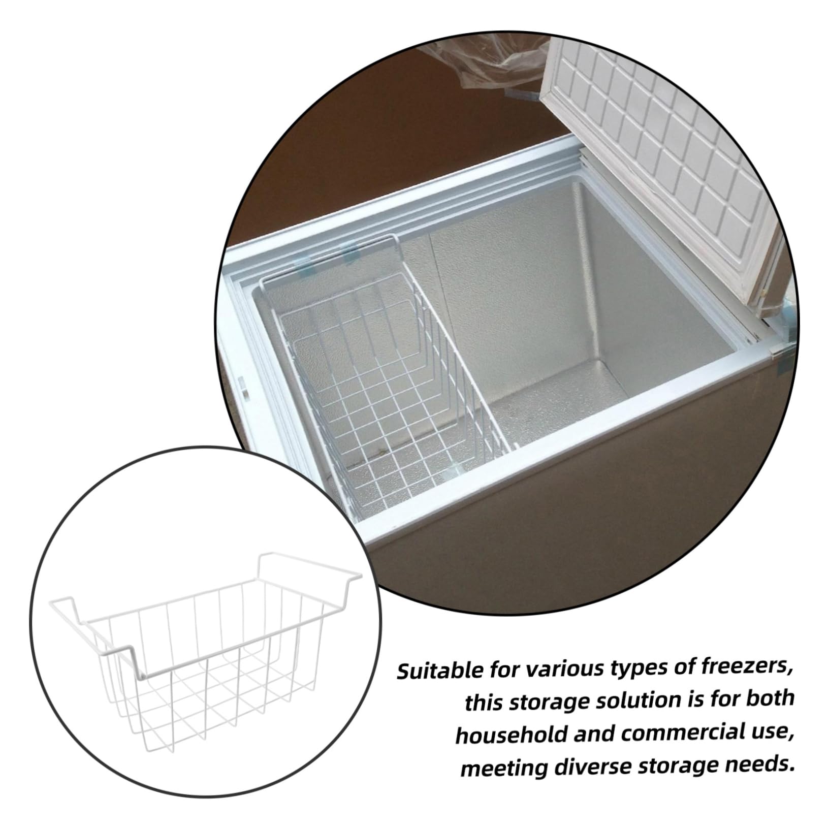Ciieeo Cestello per Congelatore Pozzetto Organizer in Filo Metallico Design Aperto Maniglia per Organizzazioneefficiente del Congelatore Adatto Molteplici Modelli