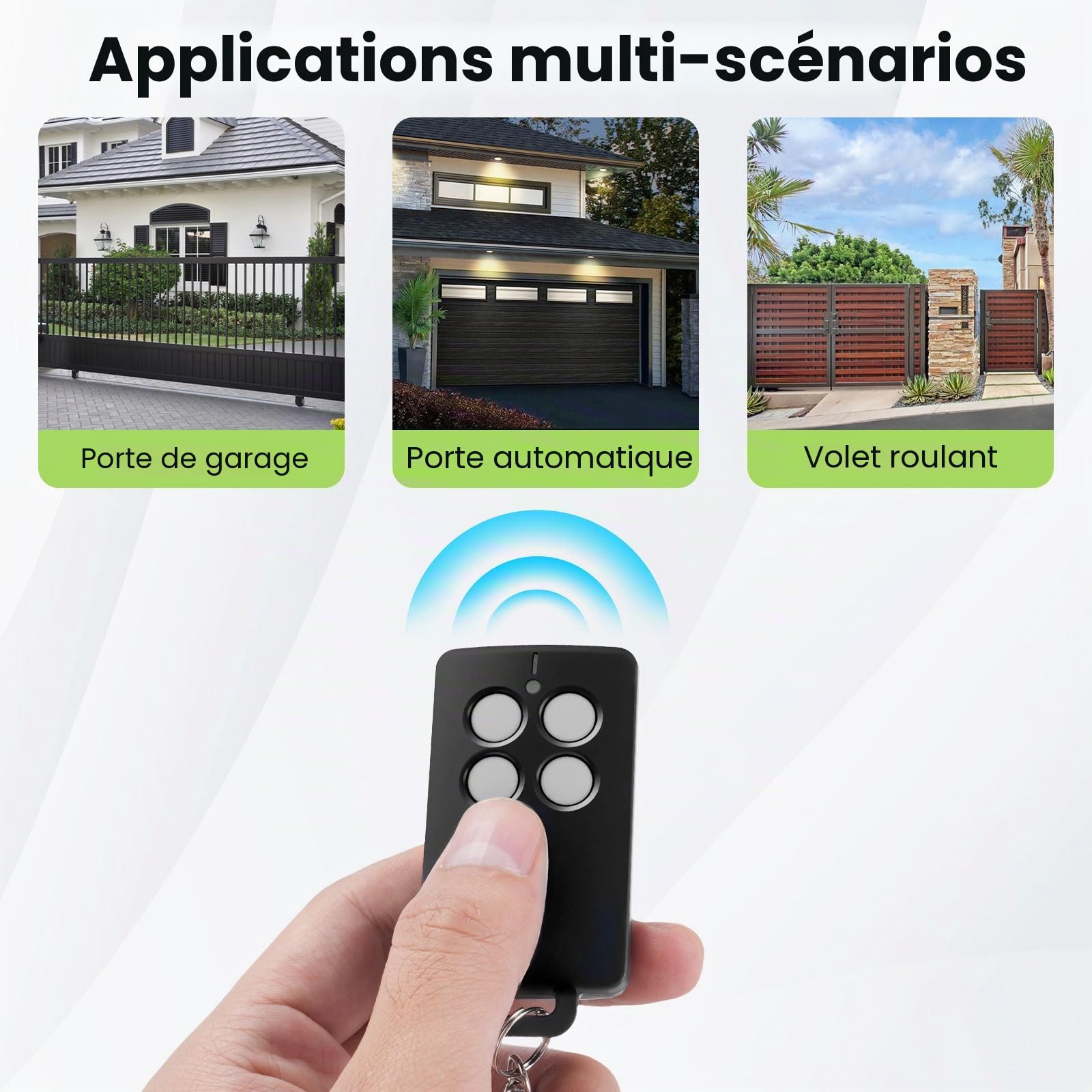 Remplacement pour SCS Sentinel AAM0121 - Télécommande de Portail 4 Canaux à Code Tournant, 433 MHz, Portée 50 m, Sécurité Renforcée, Compatible Motorisations Portail (Gris, 3 pièces)