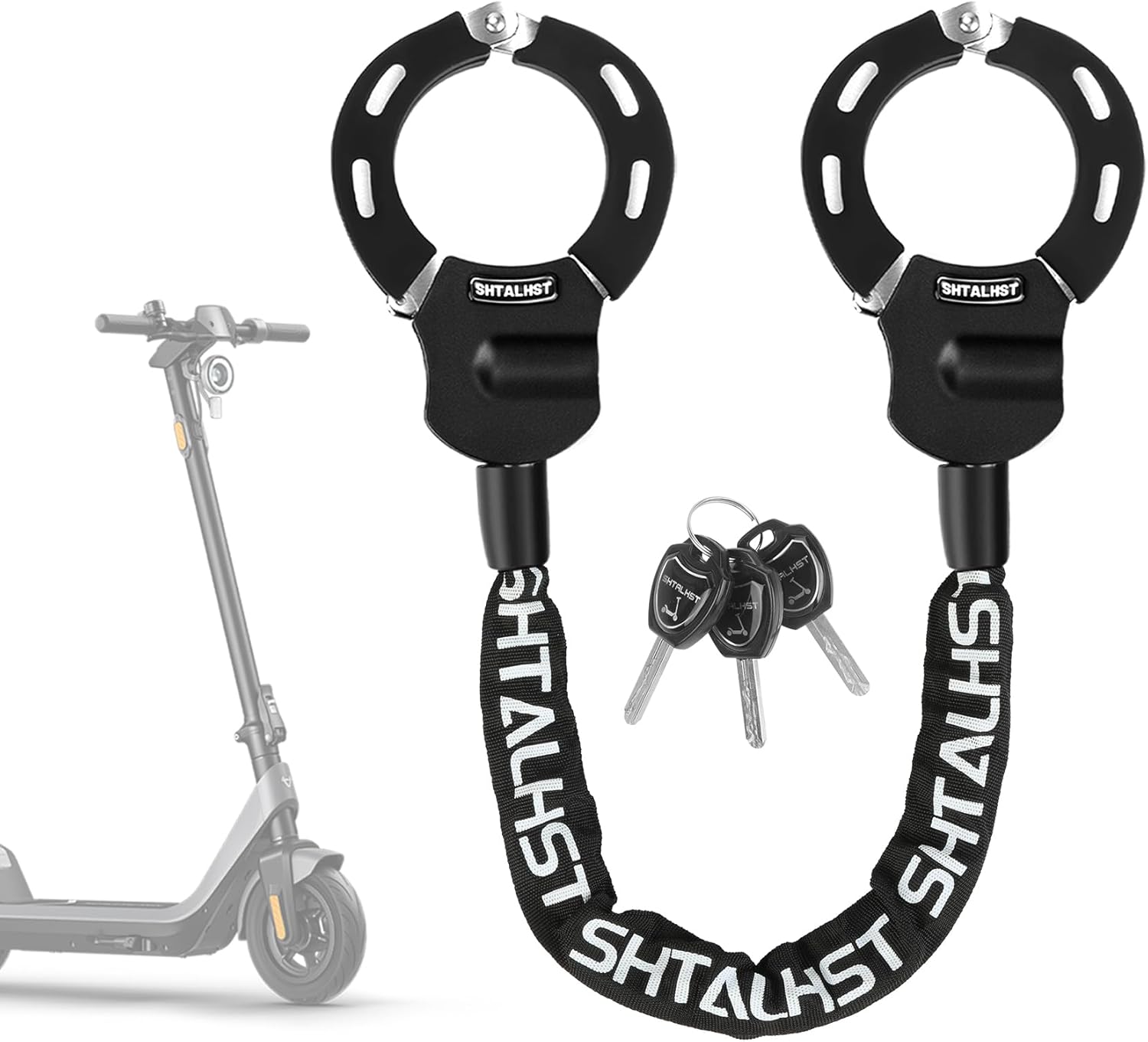 Scooter Lock, Universal Scooter Bag, Electric Scooter Accessories, Electric Scooter Locks Anti Theft, Rugged Secure Chain Locks for Bikes, Scooters, Segway Ninebot and NIU,Black