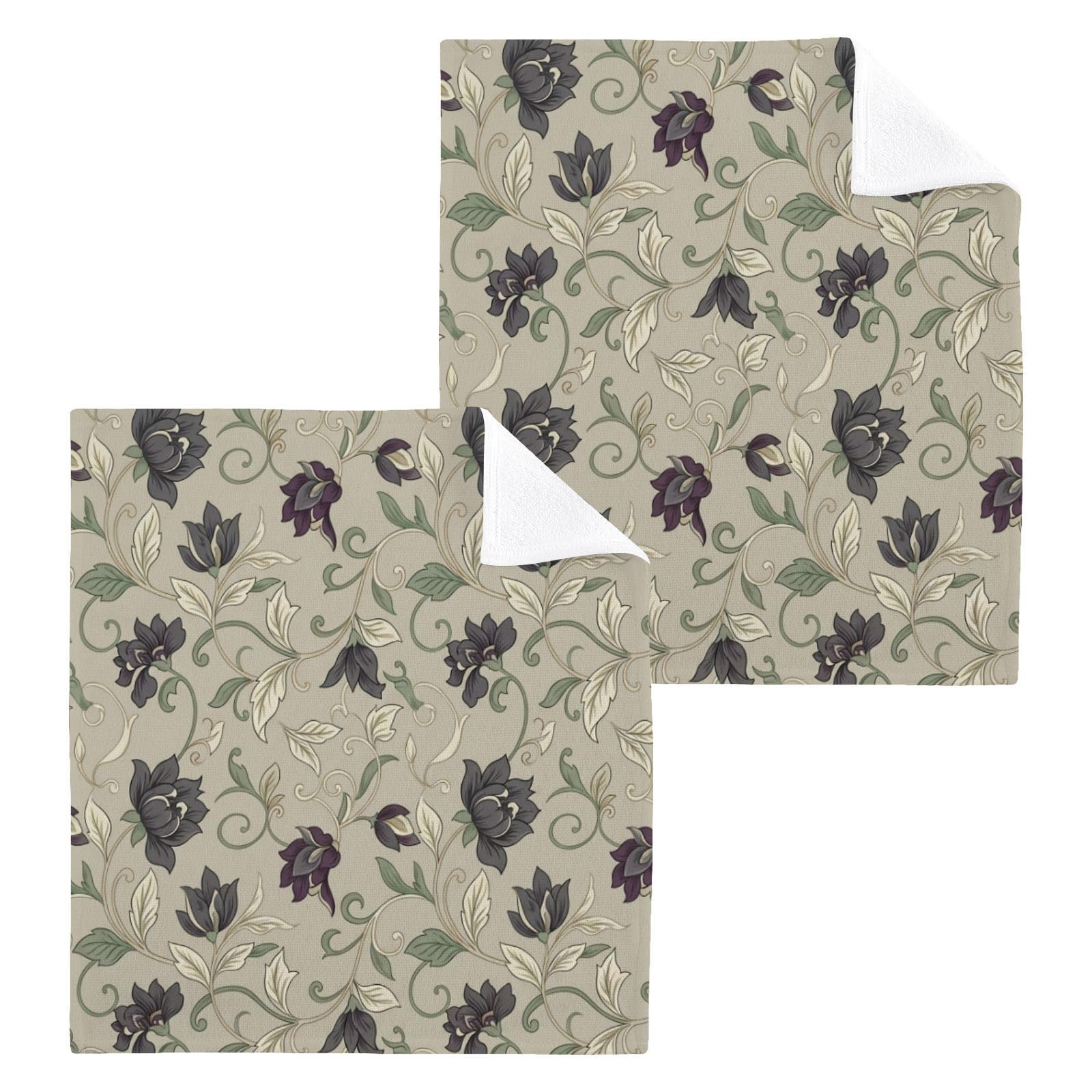 BOESI Moody Vintage Floral 12x12in Cotton Washcloth,Face Towel