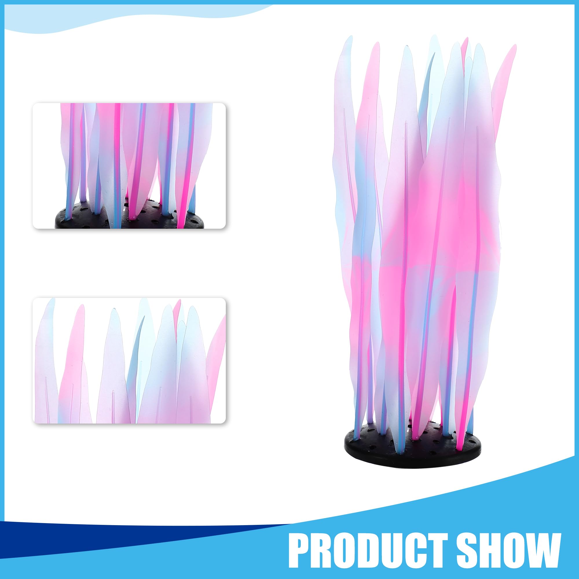 CAPASTEC Soft Silicone Glowing Seaweed, Fluorescence Aquatic Artificial Kelp for Aquarium (Pink) - Image 2