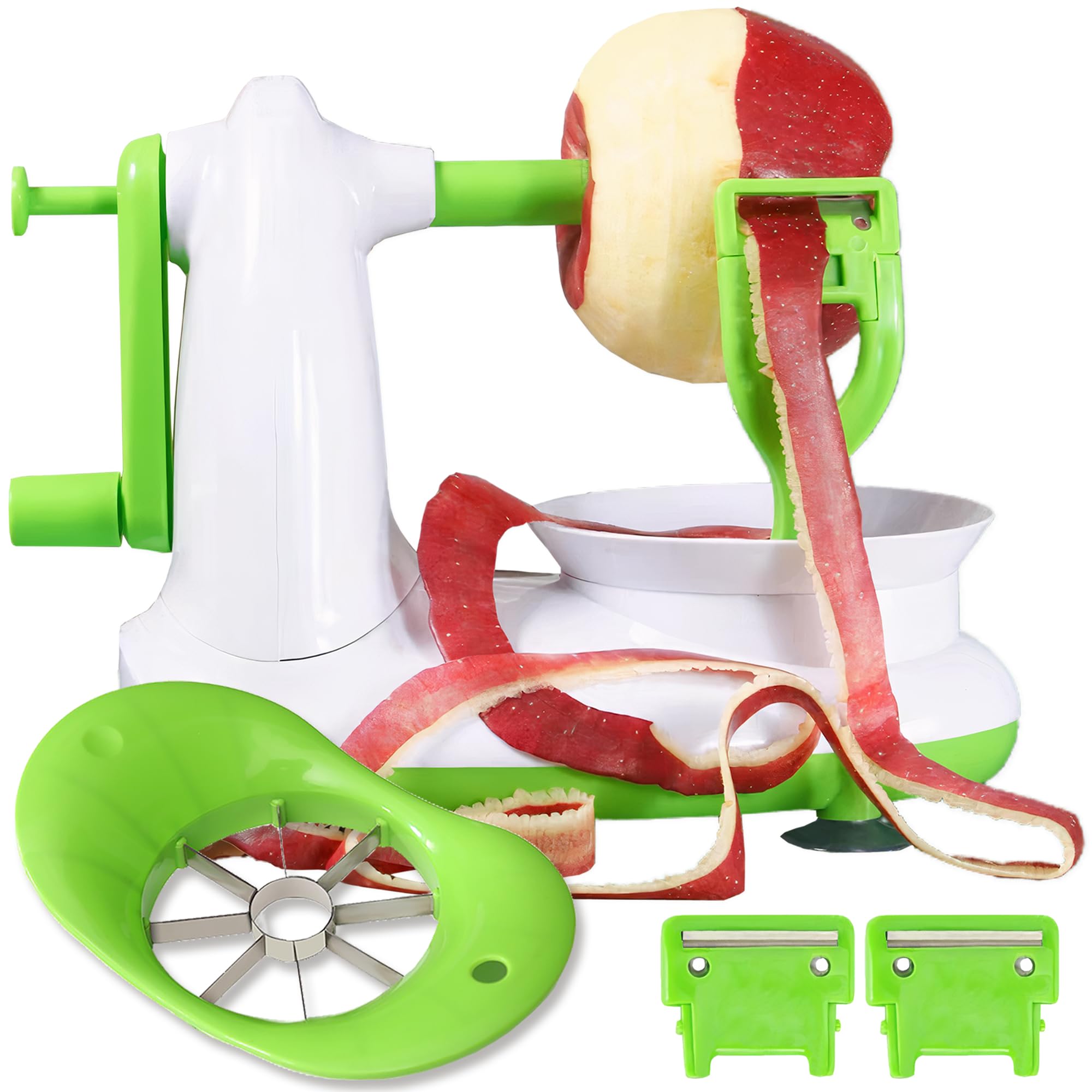 Apple Peeler, 8 Wedges Apple Peeler Slicer Corer, Stainless Steel Blades, Apple Slicer, Apple Corer, with 2 replacement blades