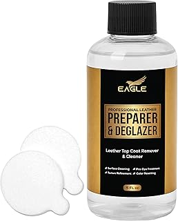 Leather Preparer & Deglazer - 5 oz -Removes Factory Finishes, Adhesives & Contaminants – Prepares Leather for Dye, Paint, & Restoration – Includes Sponge