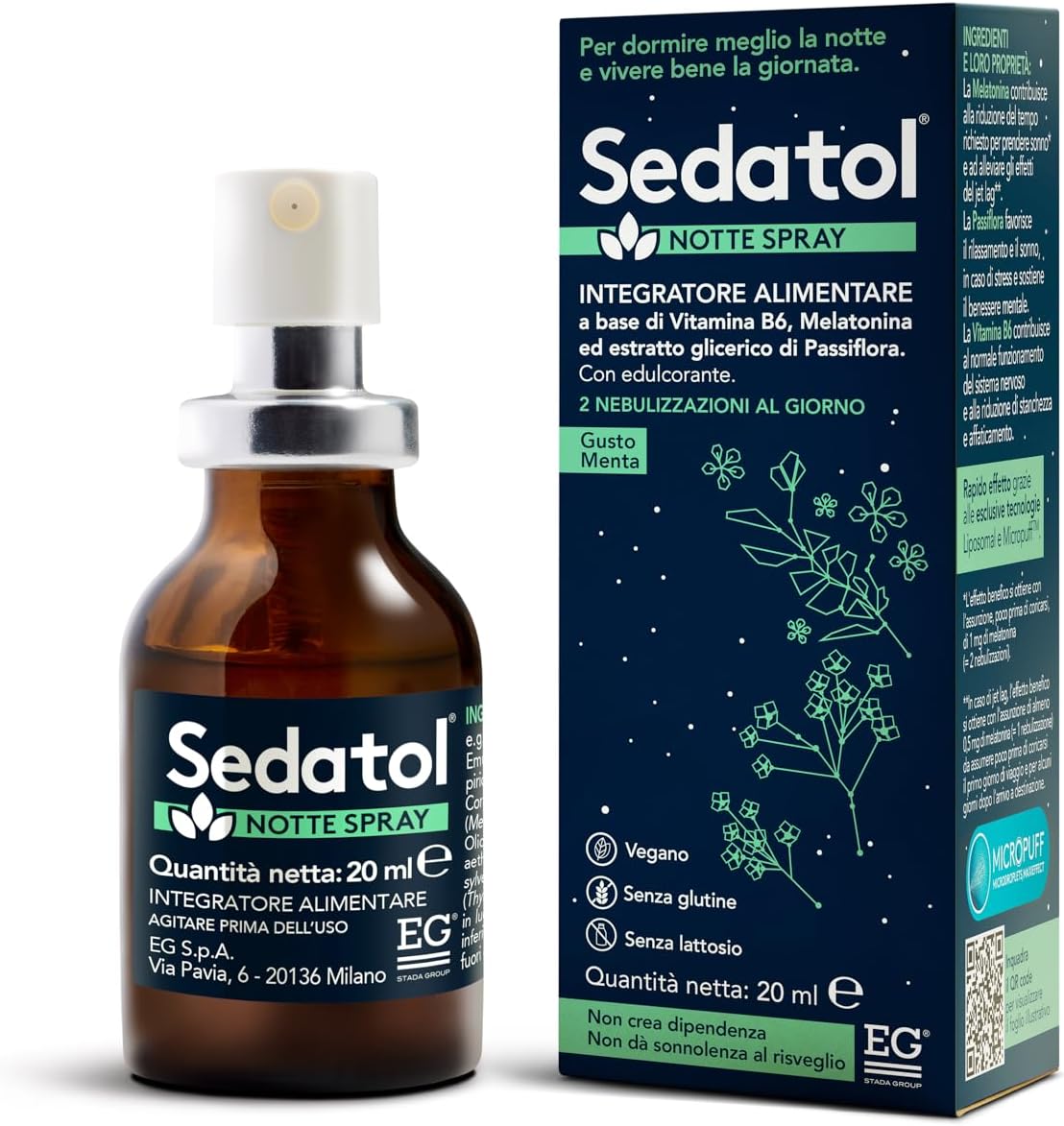 SEDATOL Notte Spray Per Dormire Bene e Vivere Meglio La Giornata - 20 ml