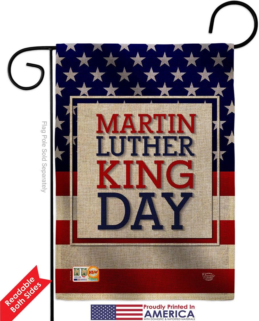 MLK Day Burlap Burlap Garden Flag Black History Martin Luther King Civil Right Stars United State American Small Decorative Gift Yard House Banner Double-Sided Made In USA 13 X 18.5