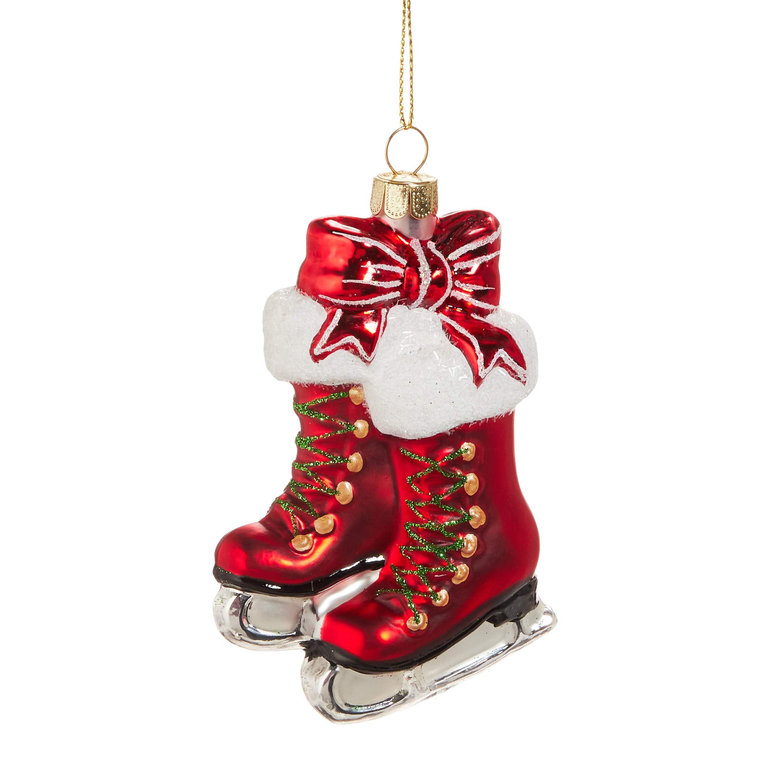 Décoration de skate en verre rouge 10,2 cm pour sapin féerique