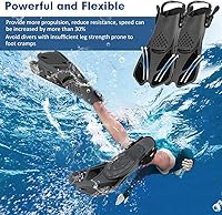 Vista 5 de Aletas de Natación Aletas de Esnórquel Equipo de Esnórquel Aletas para Natación Aletas Cortas de Buceo Tamaño de Viaje con Bolsa de Malla Correa
