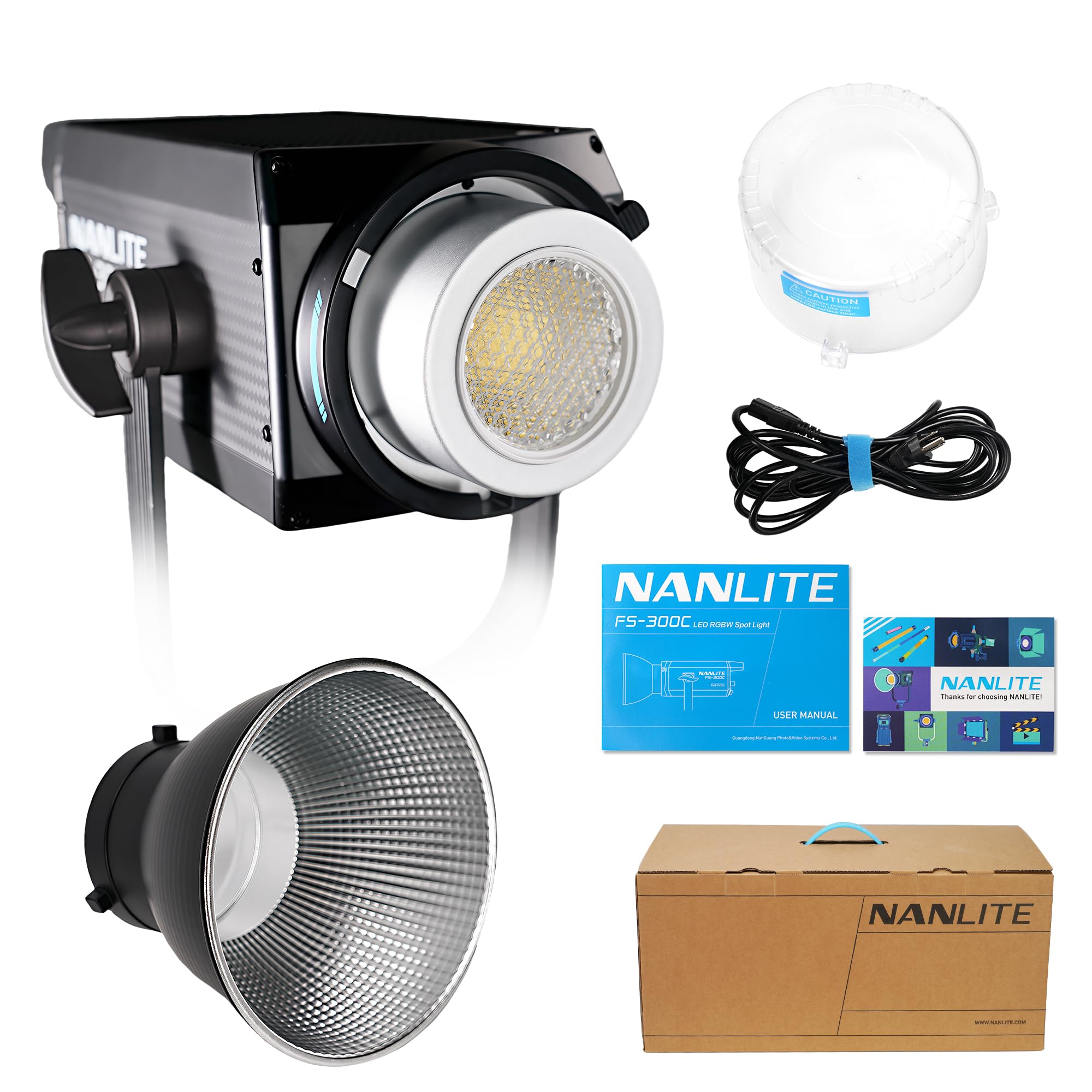 Nanlite FS-300C 300 W RGB-Linterna de estudio, 2700 K–7500 K, control por APP, luz de vídeo LED con montaje Bowens para fotografía, videografía, transmisión en vivo y creación de contenido