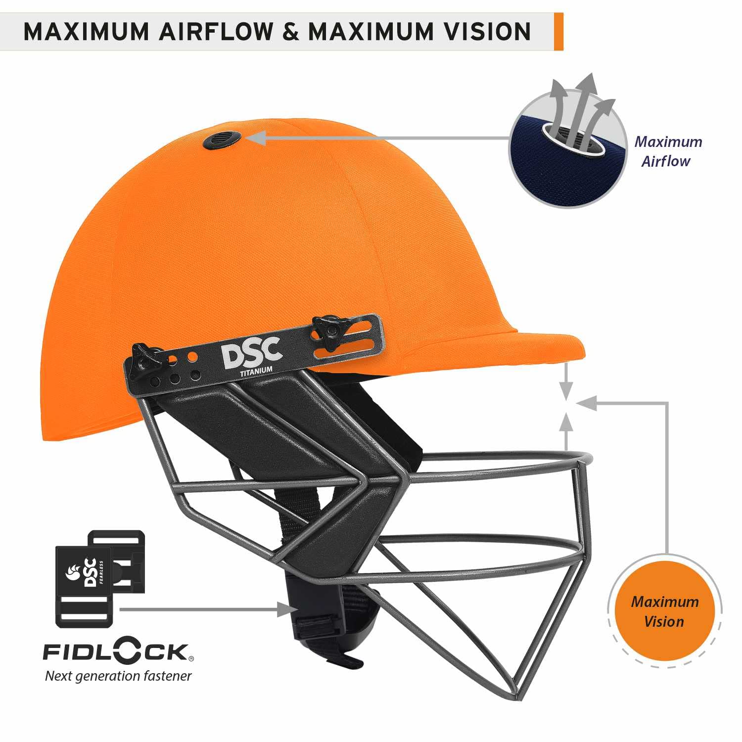 Fort 44 Lite Ti Casque de cricket homme grille réglable titane poids léger