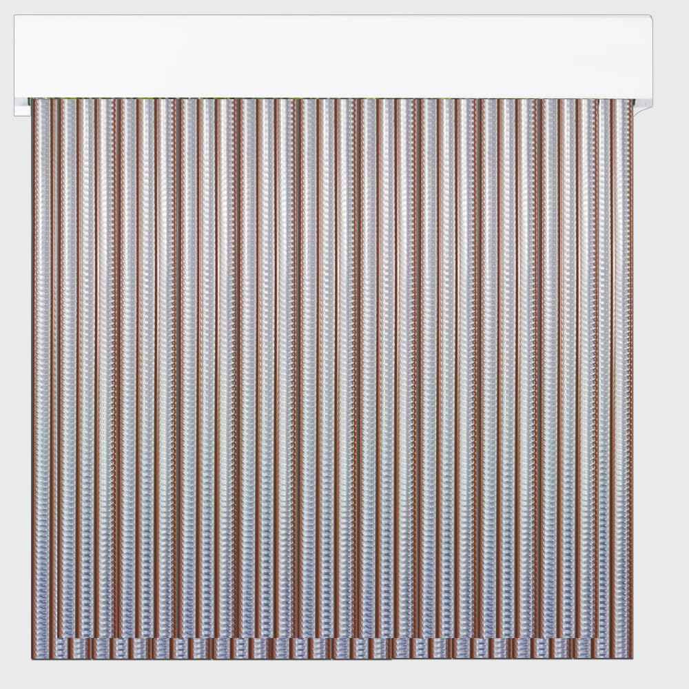Cortina de Exterior de PVC | Doble Cinta | Anti Insectos | (Alto 210 x 90cm Ancho, Marrón y Transparente)