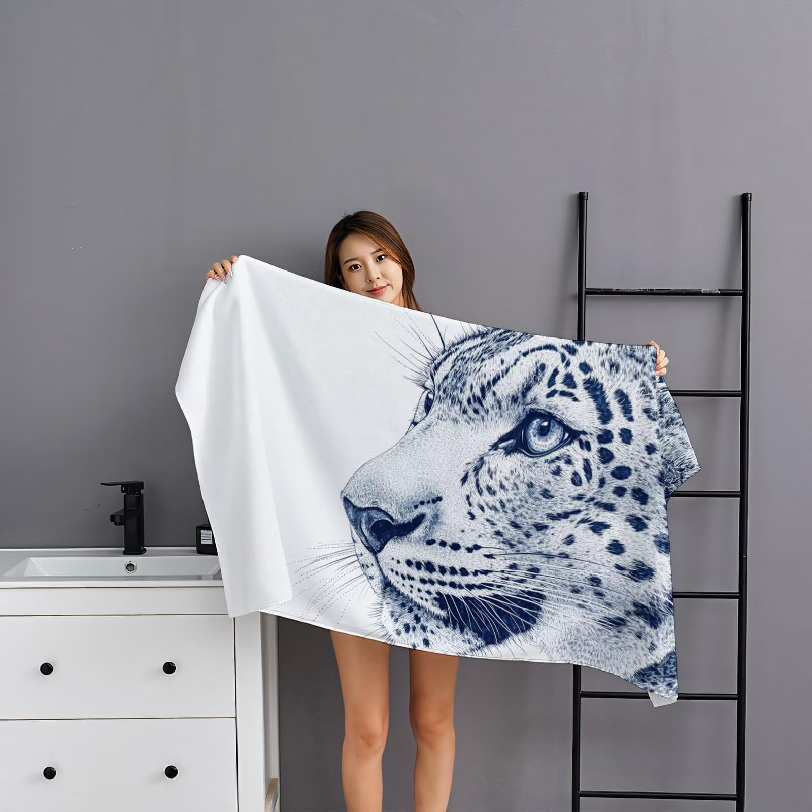 Toalla Playa XXL 80x160cm Simple，Toalla Microfibra 2 Pack Leopardo Secado Rápido y Antiarena，Absorbente，Ligera Fina y Compacta，Aplicable a Playa，Baño，Piscina，Gimnasio，Viajes，Sauna YJ-487