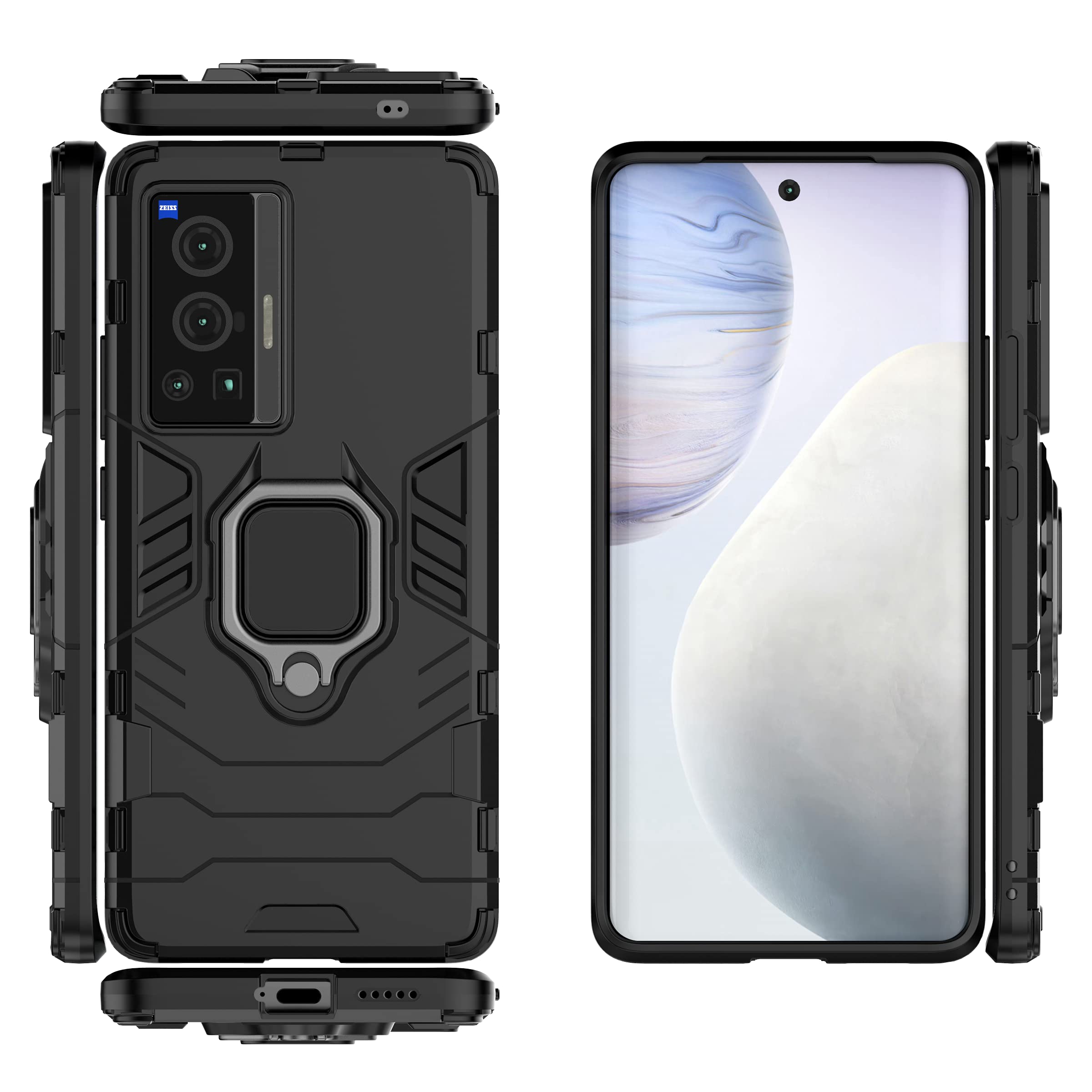 SATURCASE Capa para Vivo X70 Pro, suporte de anel híbrido 2 em 1 [PC e