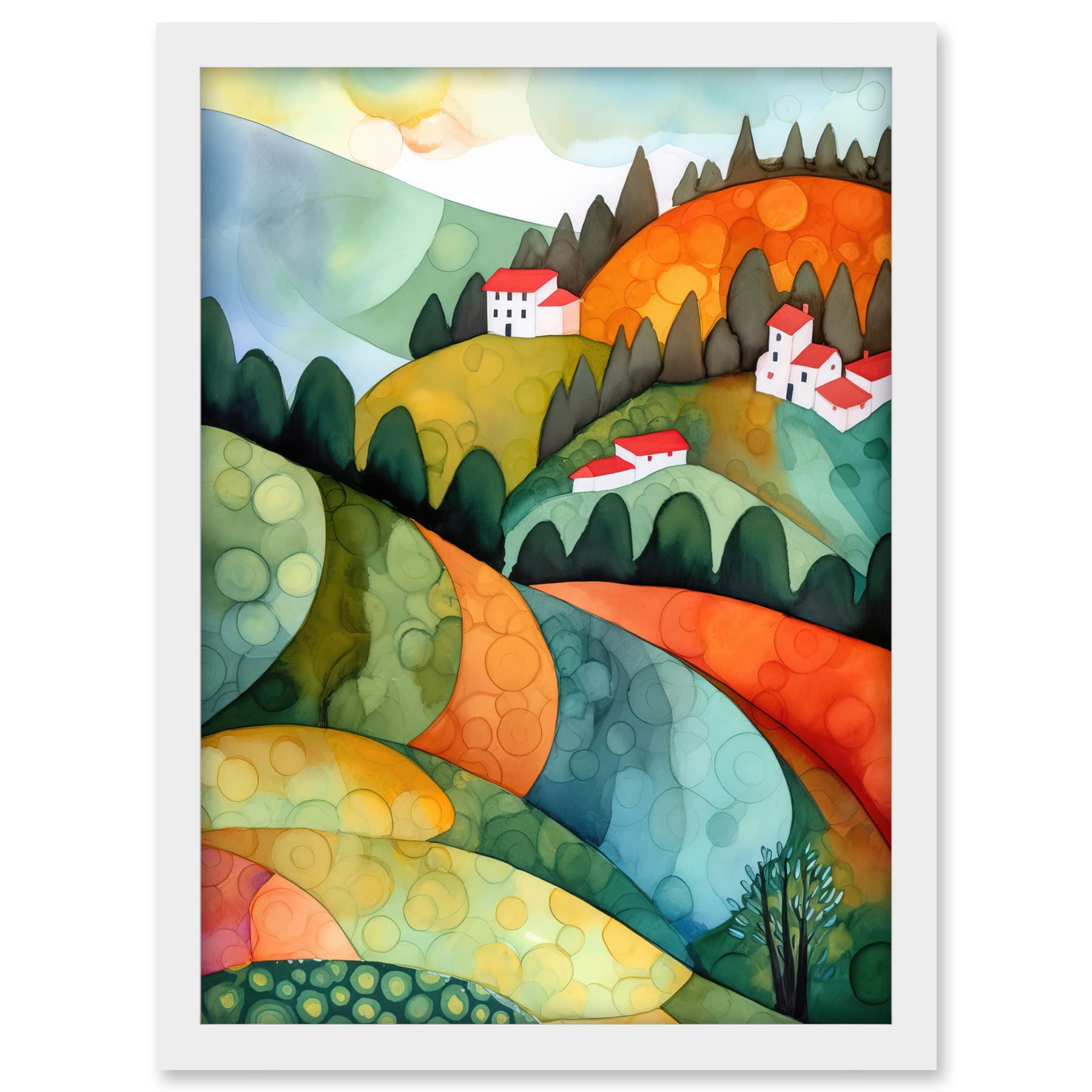Artery8 Countryside Of Florence Italy Folk Art Artwork Framed A3 Wall Art Print