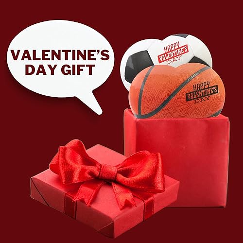 Miniatura 4 de Paquete de caja de regalo de chocolate con corazones de bola deportiva, regalo para el día de San Valentín para niños, 2 onzas (paquete de 3)